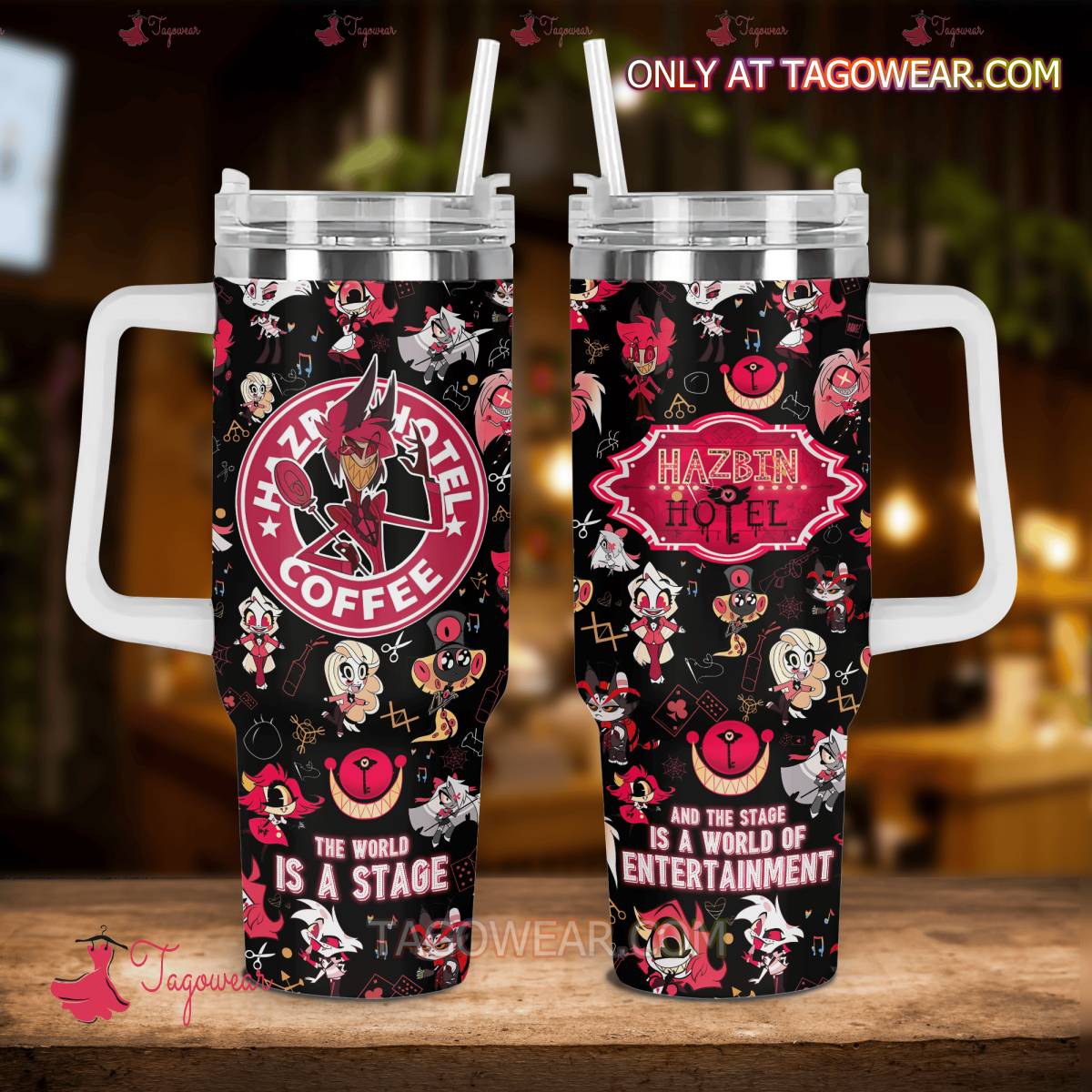 Hazbin Hotel Coffee Cartoon Custom Quencher 30oz or 40oz Stainless Steel Tumbler With Handle HG