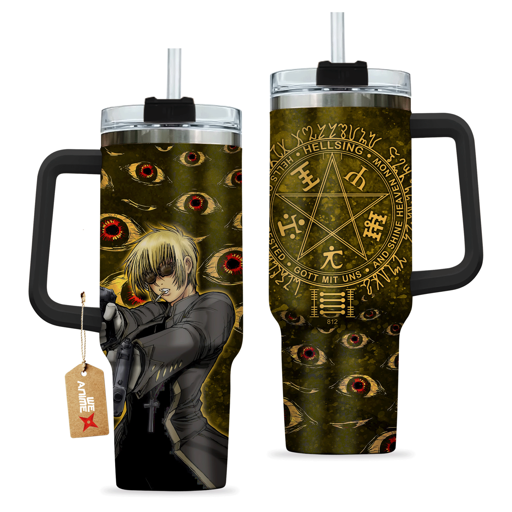 Heinkel Wolfe Hellsing Anime Custom Quencher 30oz or 40oz Stainless Steel Tumbler With Handle HG