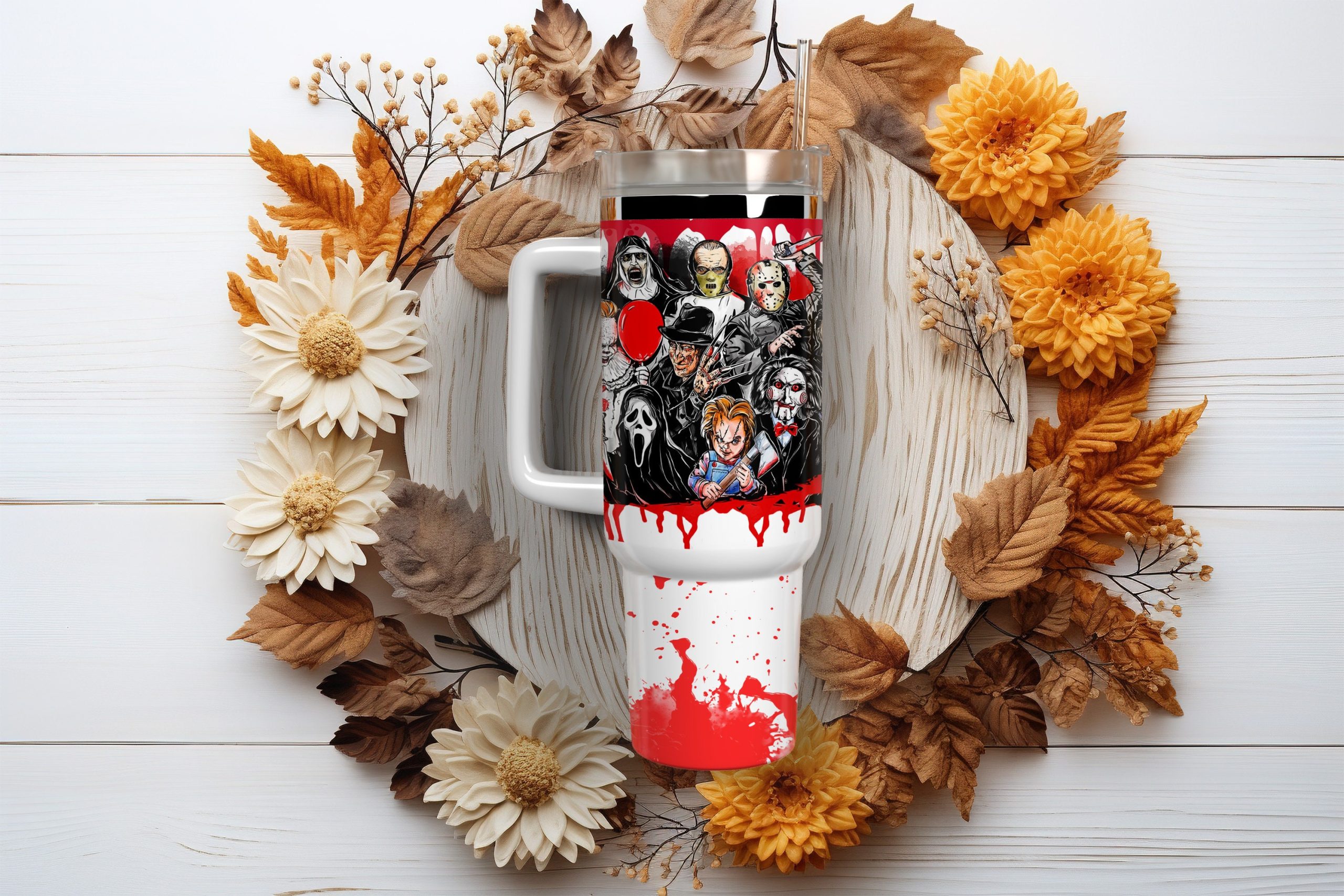 Horror Movie Characters Movies Custom Quencher 30oz or 40oz Stainless Steel Tumbler With Handle HG