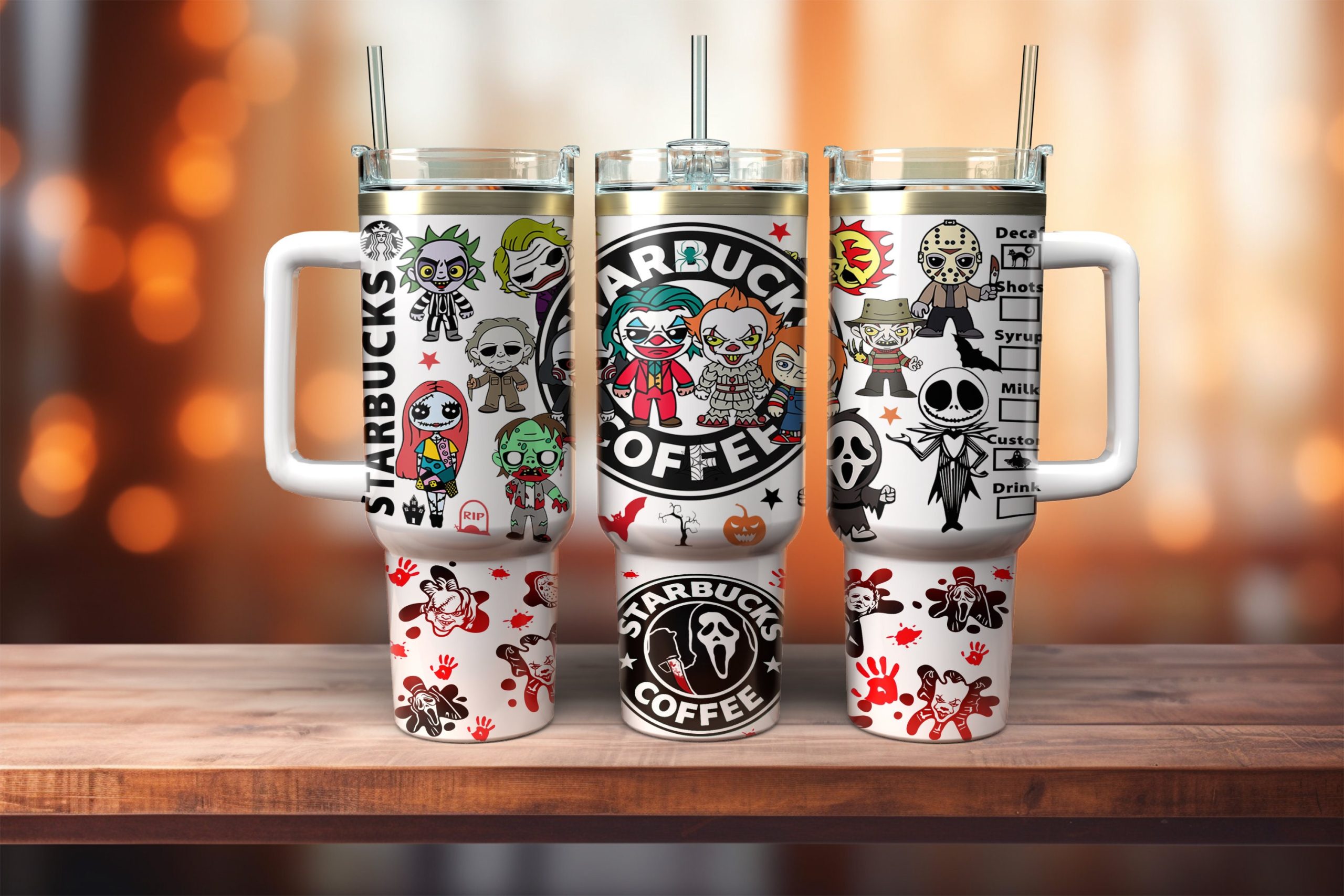 Horror Movie Characters Movies Custom Quencher 30oz or 40oz Stainless Steel Tumbler With Handle HG