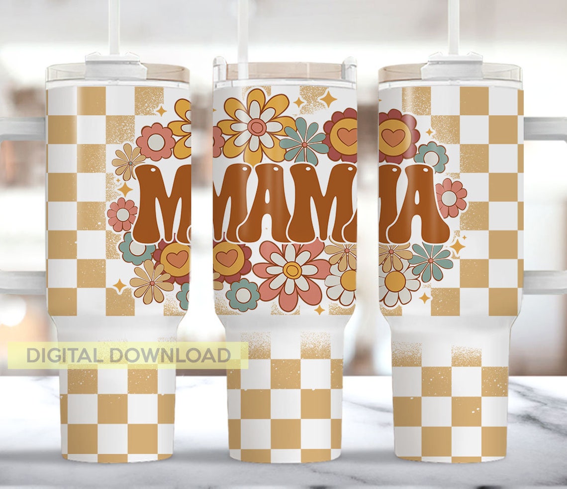 Retro Mama Floral 30oz or 40oz Quencher Tumbler Gift For Her Him Birthday Gift LN Groovy Mama Mother's Day