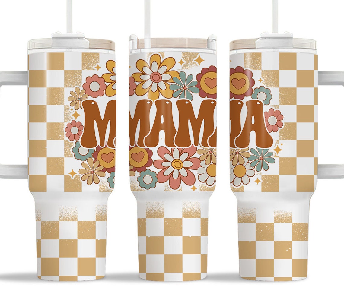 Retro Mama Floral 30oz or 40oz Quencher Tumbler Gift For Her Him Birthday Gift LN Groovy Mama Mother's Day
