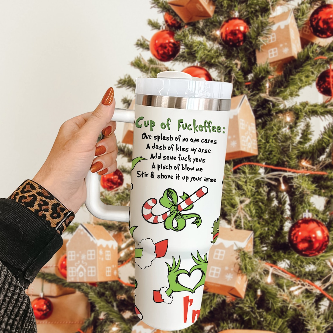 Grinch Christmas Cup Of Coffee I'm Booked 30oz or 40oz Tumbler HG