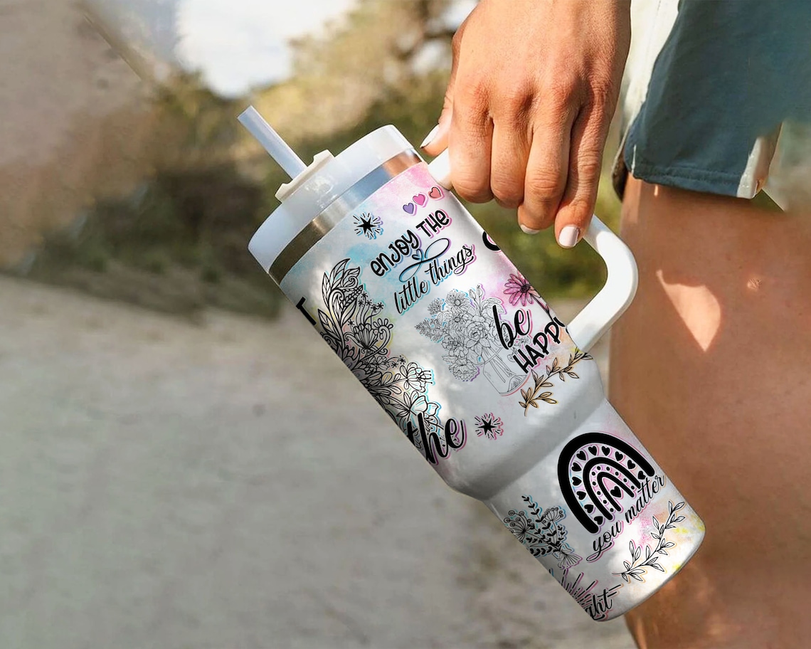 Positive Affirmations Tumbler Butterflies Inspirational Quotes s Positive 30oz or 40oz Tumbler Summer Quencher Tumbler Gift For Her Him Birthday Gift LN