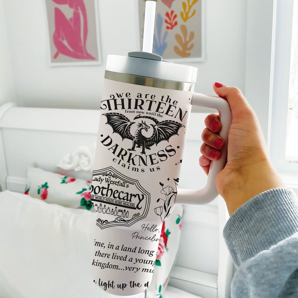 Inspired TOG Fantasy Book Lovers The Thirteen 30oz or 40oz Tumbler, Cute Bookish Girl Cup, Tumbler with Lid n Straw, SJM Book Club Cup HG