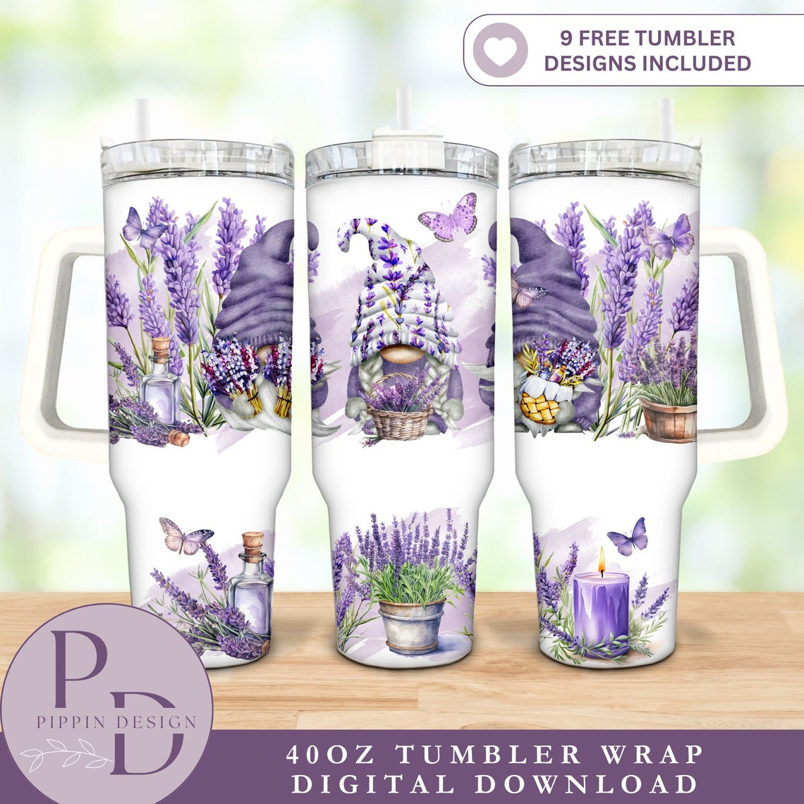 Lavender Gnome 30oz or 40oz Quencher Tumbler Gift For Her Him Birthday Gift LN