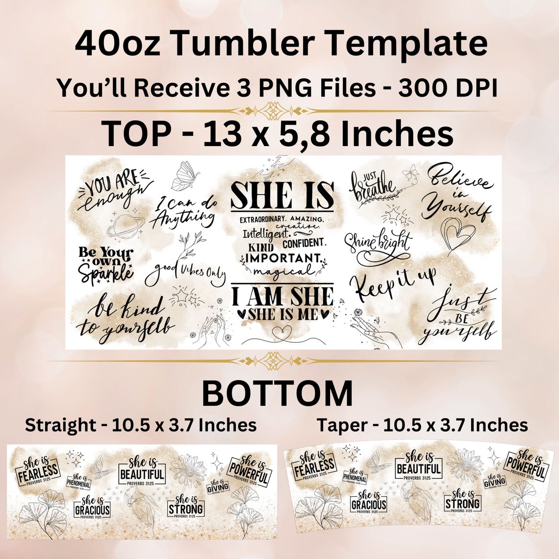 She Is Me Daily Affirmations 30oz or 40oz Tumbler Inspirational Woman Tumbler Positive Affirmations Tumbler Gift For Her Him Birthday Gift LN