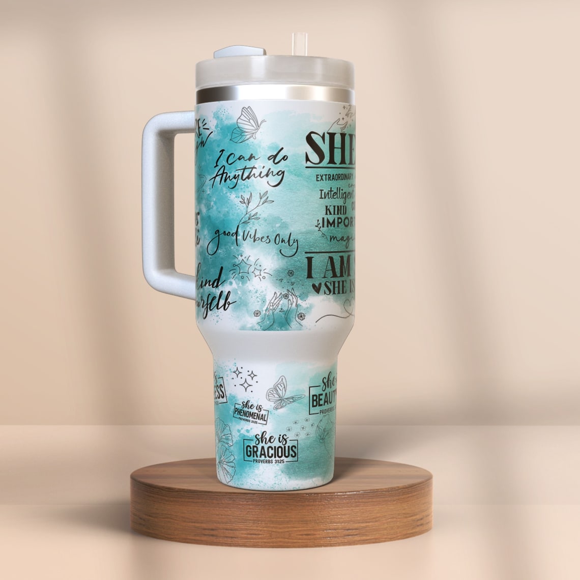 She Is Me Daily Affirmations 30oz or 40oz Tumbler Positive Affirmations Tumbler Gift For Her Him Birthday Gift LN