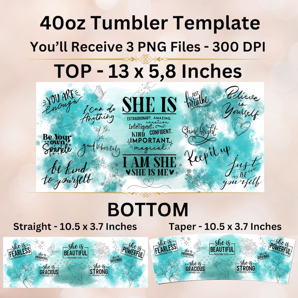 She Is Me Daily Affirmations 30oz or 40oz Tumbler Positive Affirmations Tumbler Gift For Her Him Birthday Gift LN