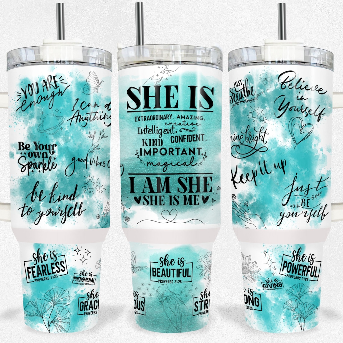 She Is Me Daily Affirmations 30oz or 40oz Tumbler Positive Affirmations Tumbler Gift For Her Him Birthday Gift LN
