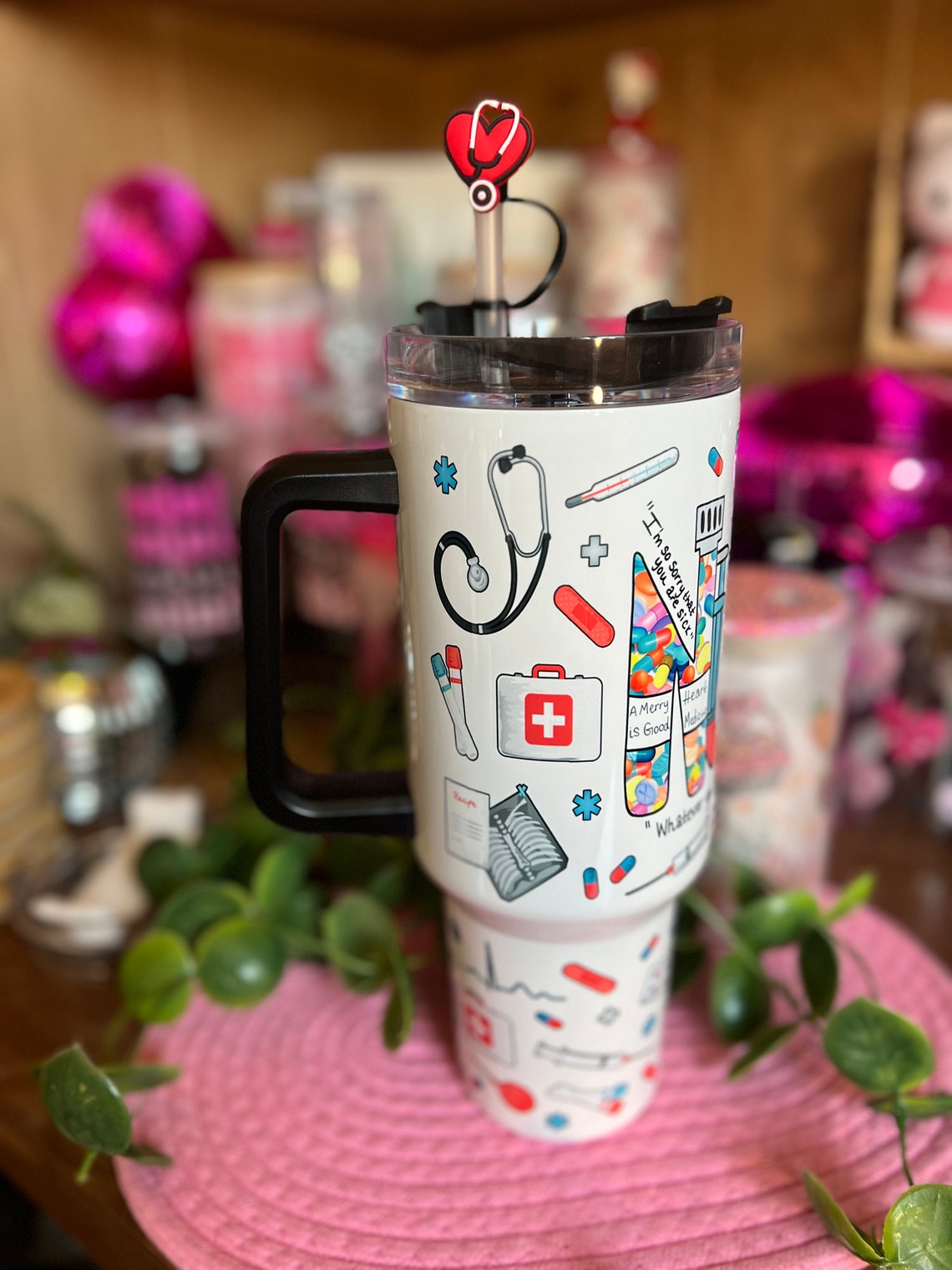 Nurse 30oz or 40oz tumbler quencher tumbler tumbler with handle Nurse Life Nurse Tumbler Gift for Nurse Birthday Anniversary Gift HFN