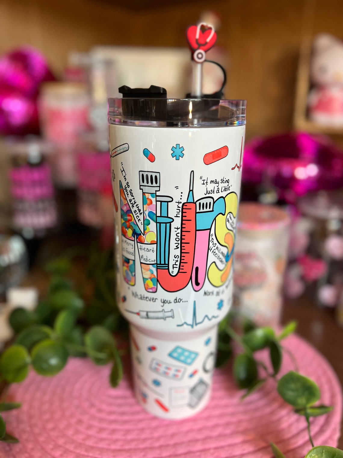 Nurse 30oz or 40oz tumbler quencher tumbler tumbler with handle Nurse Life Nurse Tumbler Gift for Nurse Birthday Anniversary Gift HFN