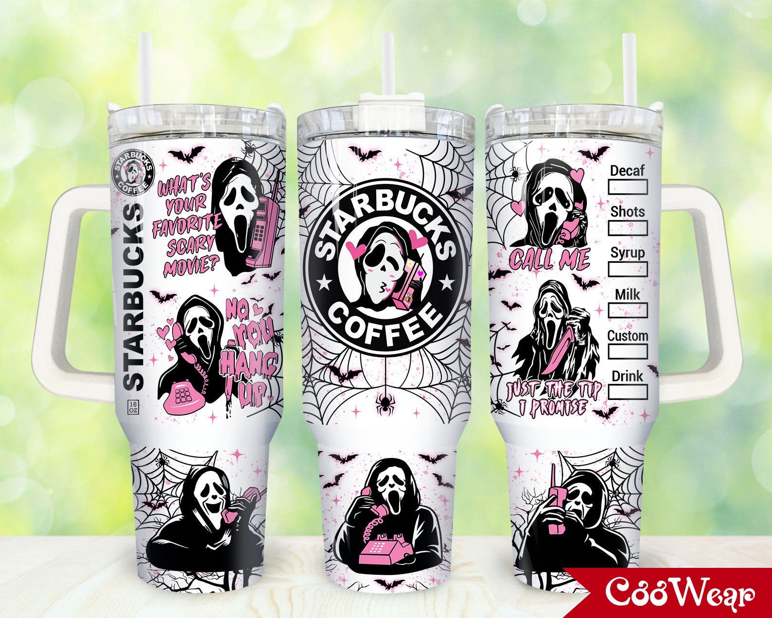 Scream Movies Halloween Characters Ghostface Call Me No You Hang Up 30oz or 40oz Tumbler with Handle, Birthday Anniversary Tumbler Gift HFN