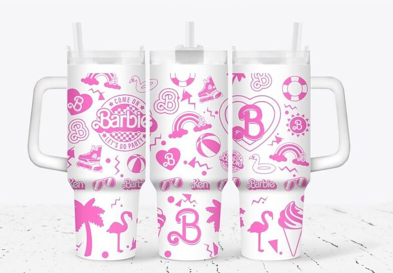 Come On Barbie Let's Go Party Printed 30oz or 40oz Tumbler with Handle, Barbie and Ken Couple Gift, Birthday Anniversary Tumbler Gift HFN