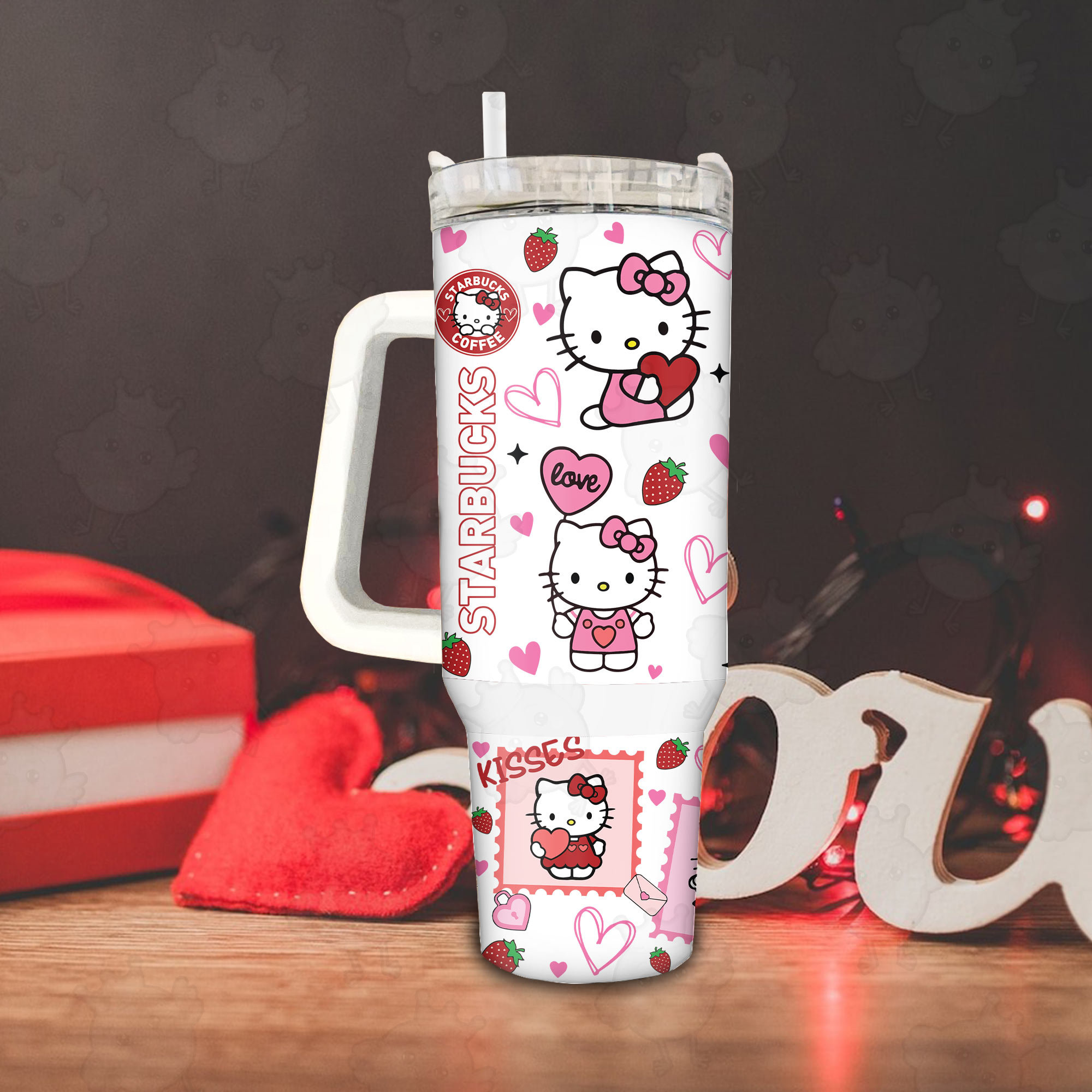 Be Mine Pink Kittybucks Valentine 30oz or 40oz Quencher Tumble, Valentine Cartoon 40oz Tumbler, Pink Cat Tumbler, Valentine Movies Fan Gift HFN