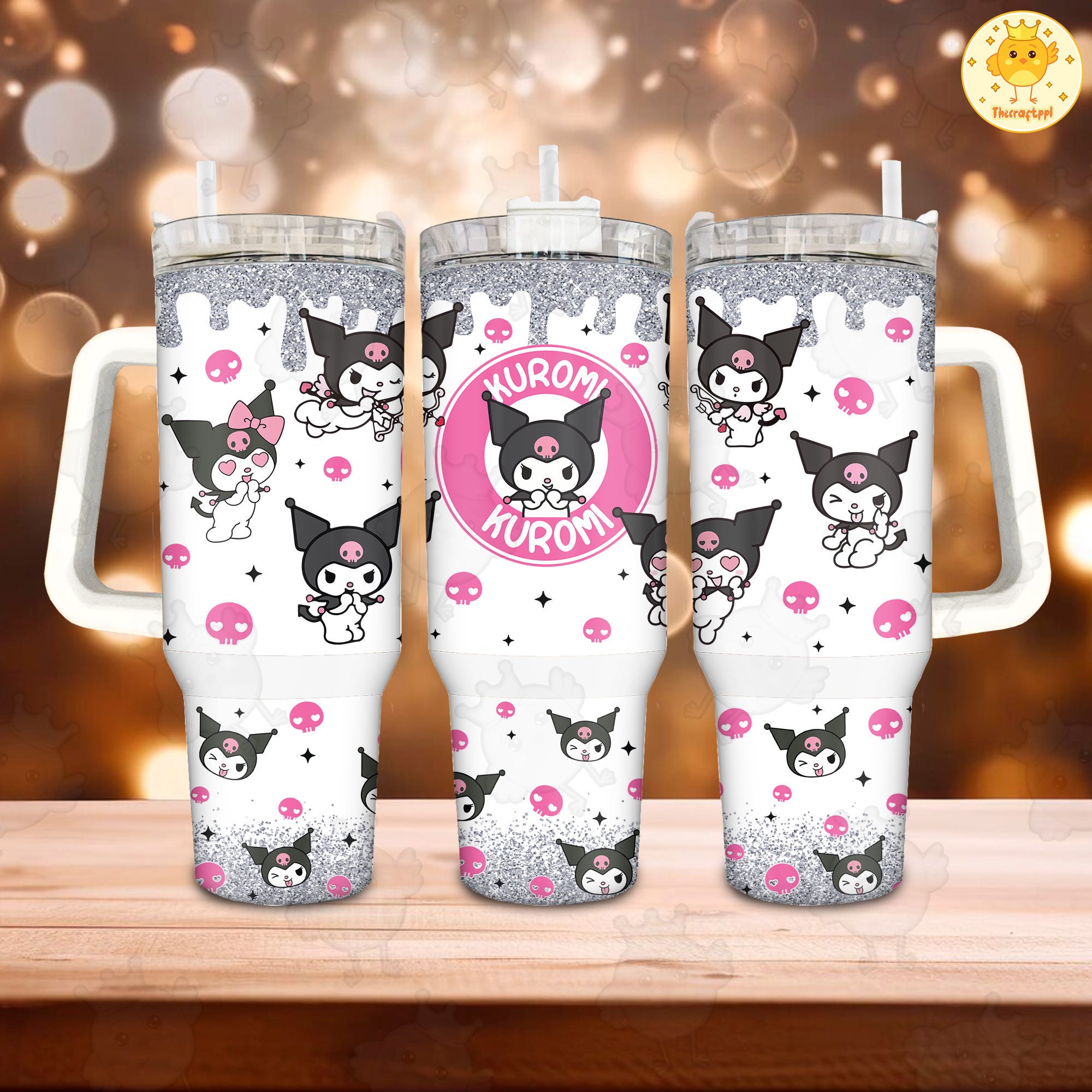 Kuromi Coffee Tumbler 30oz or 40oz, Valentine Movies Tumbler, Hello Kitty Fans Gift Valentine 40oz Quencher Tumbler, Valentine Cartoon 40oz Tumbler HFN