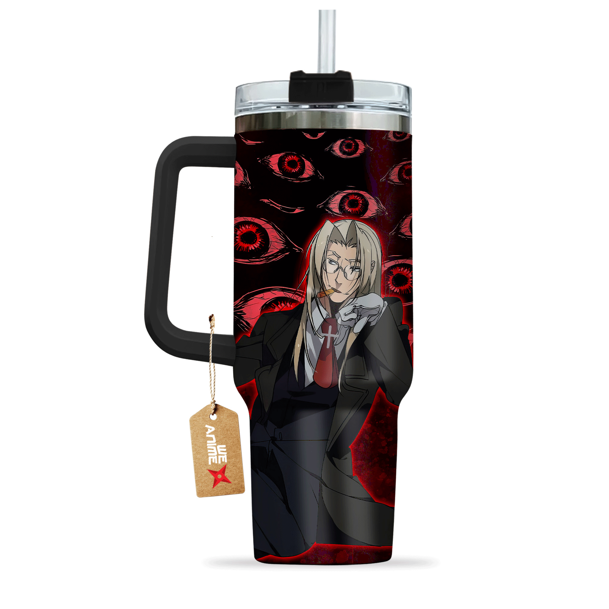 Integra Hellsing Anime Custom 30oz or 40oz Quencher Stainless Steel Tumbler With Handle, Best Gift Idea NVA