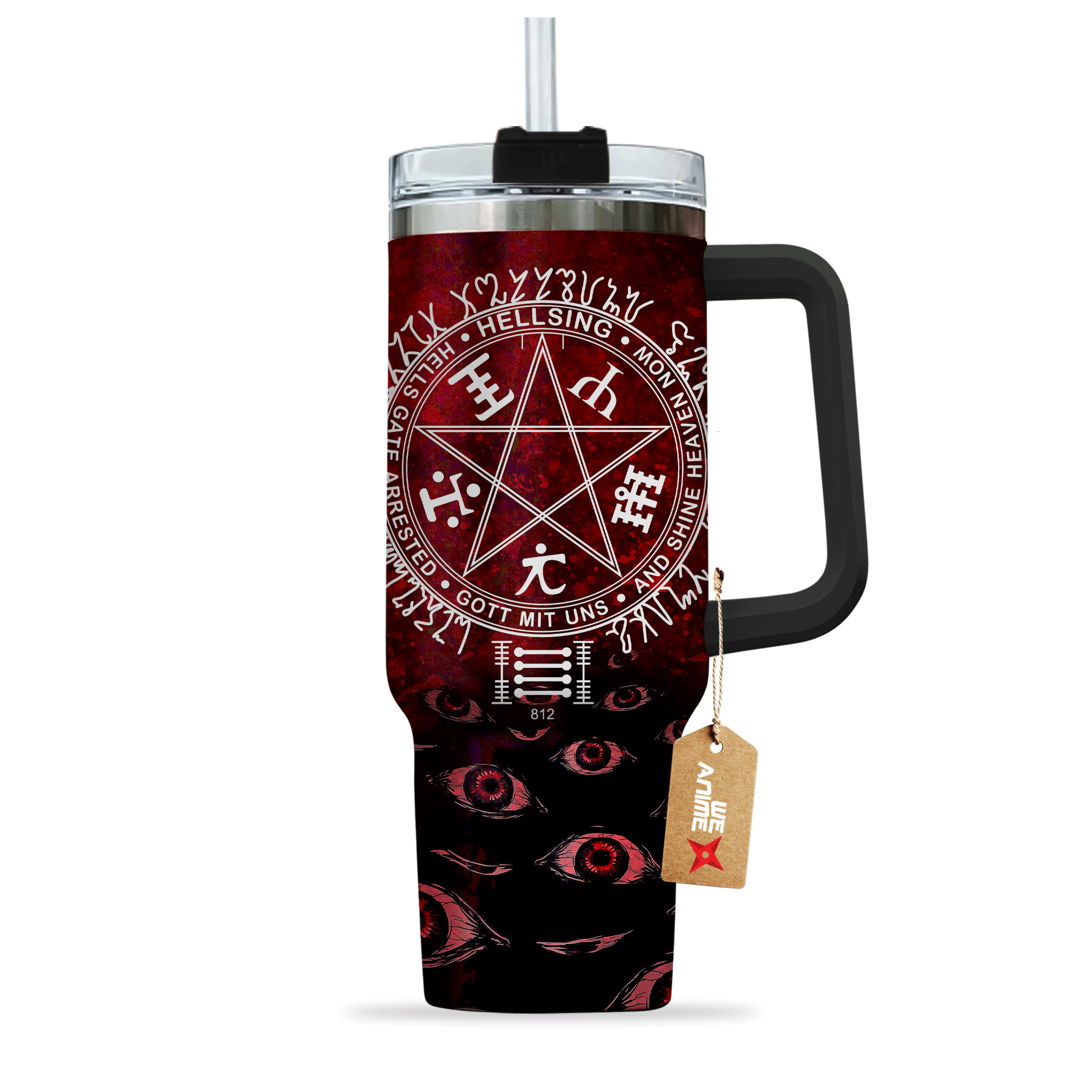 Integra Hellsing Anime Custom 30oz or 40oz Quencher Stainless Steel Tumbler With Handle, Best Gift Idea NVA