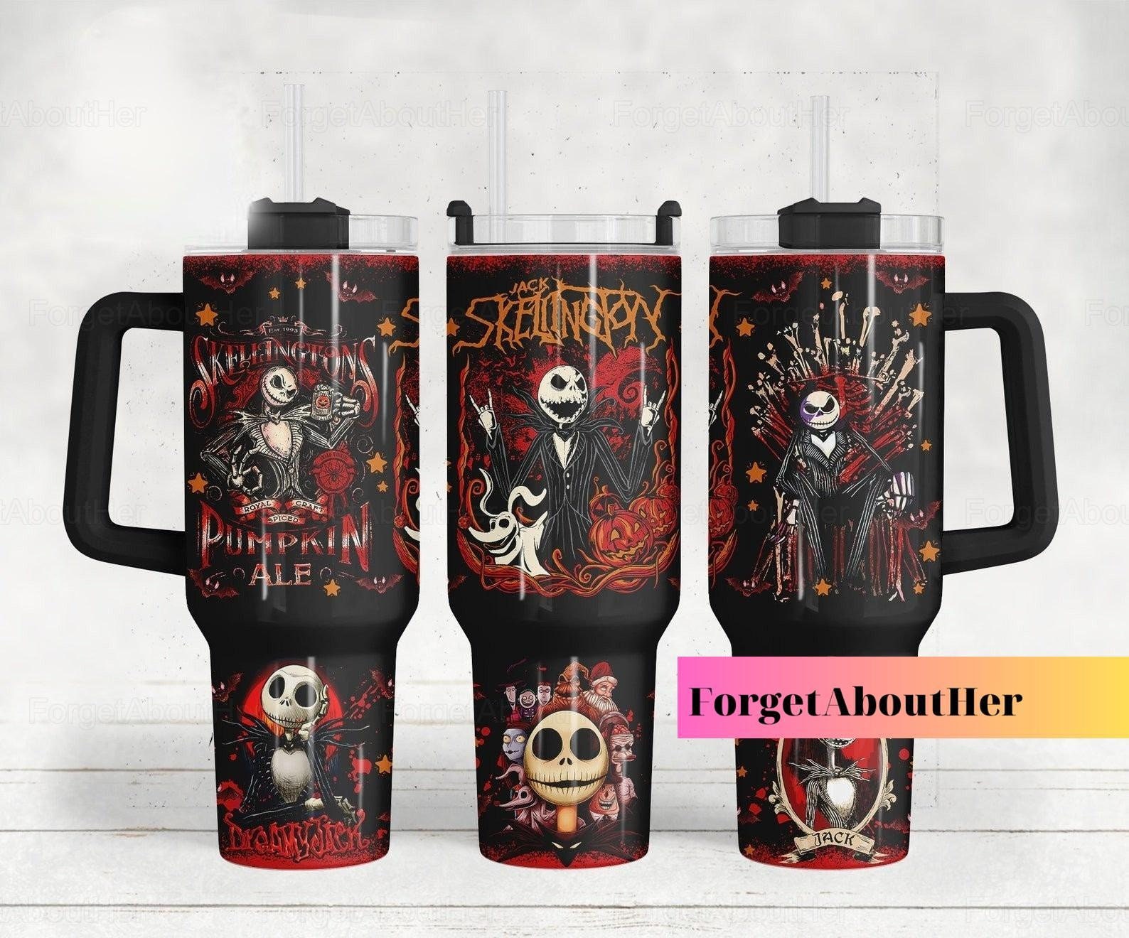 Jack Skellington Pumpkin King The Nightmare Before Christmas Cartoon Custom Quencher 30oz or 40oz Stainless Steel Tumbler With Handle HG