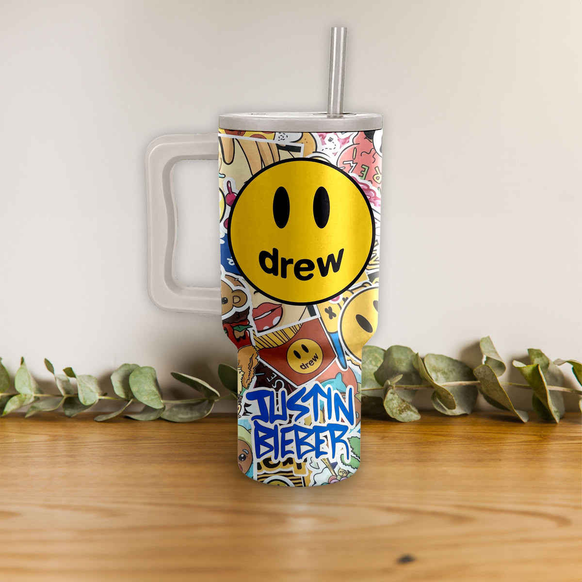 Justin Bieber Drew House Music Custom Stanley Quencher 40oz Stainless Steel Tumbler HG With Handle