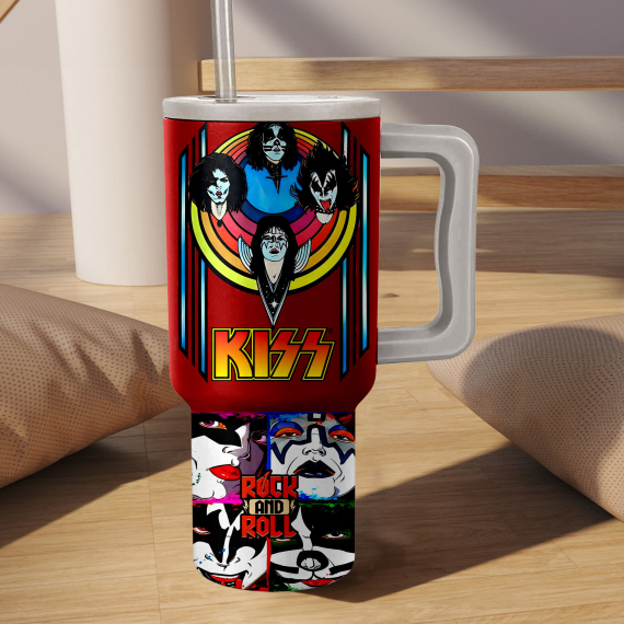 Kiss Band Music Custom Stanley Quencher 40oz Stainless Steel Tumbler HG With Handle