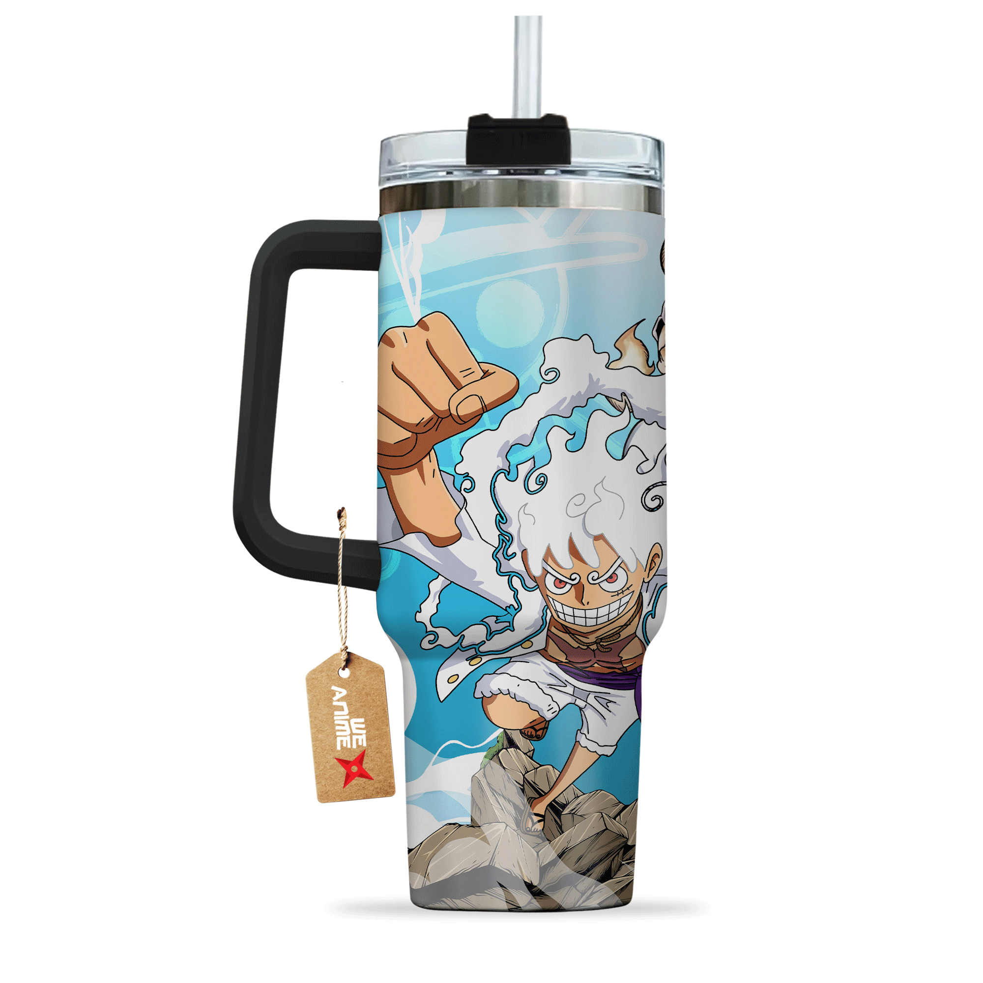 Monkey D. Luffy Gear 5 One Piece Anime Custom 30oz or 40oz Quencher Stainless Steel Tumbler With Handle, Best Gift Idea NVA, Best Gift Idea NVA