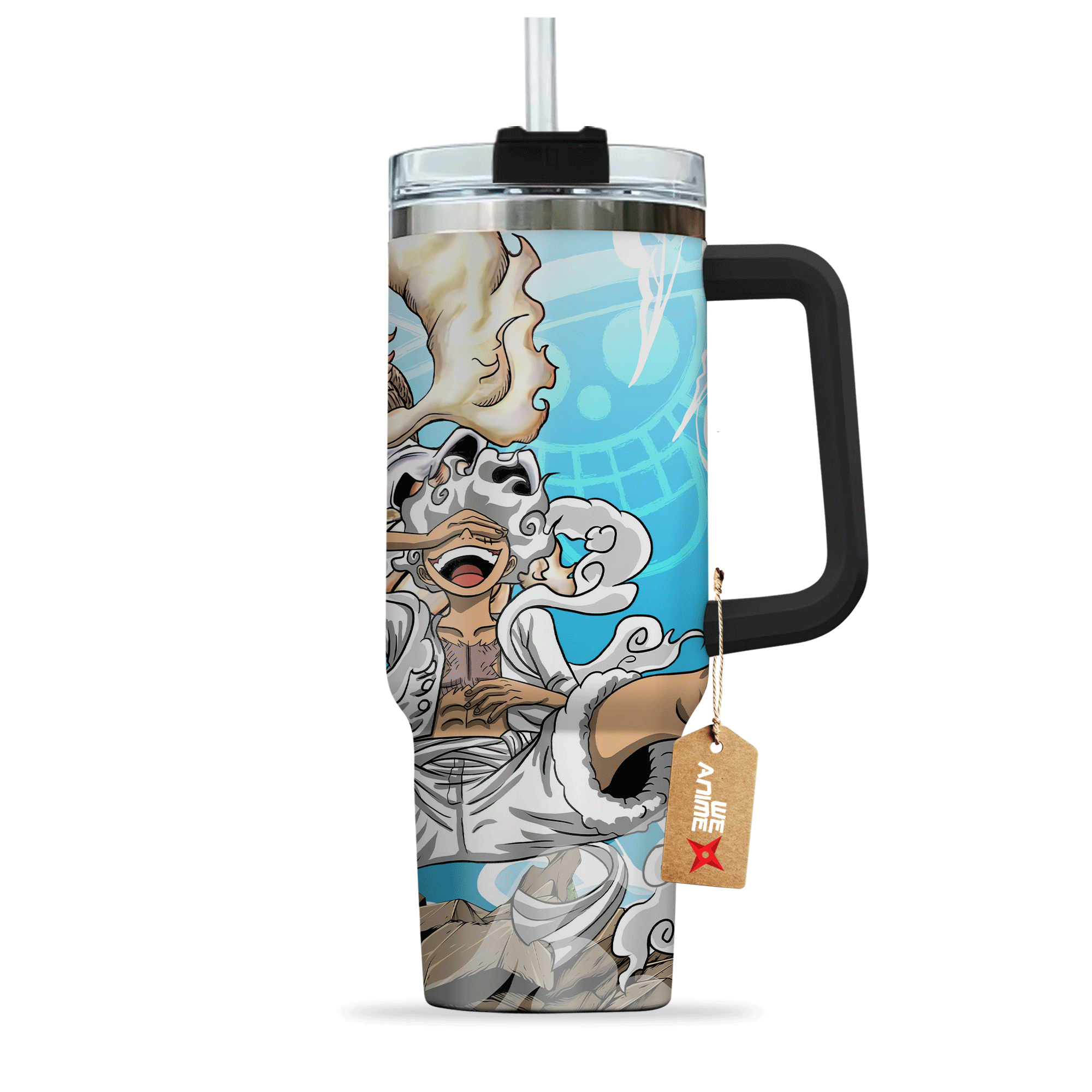 Monkey D. Luffy Gear 5 One Piece Anime Custom 30oz or 40oz Quencher Stainless Steel Tumbler With Handle, Best Gift Idea NVA, Best Gift Idea NVA