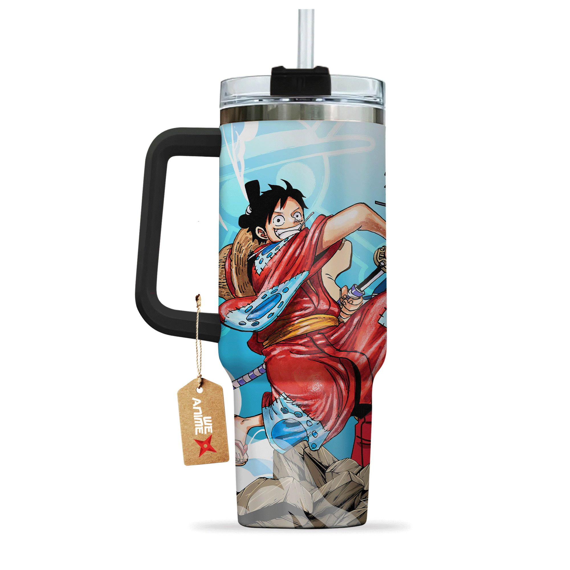 Monkey D. Luffy Wano Arc One Piece Anime Custom 30oz or 40oz Quencher Stainless Steel Tumbler With Handle, Best Gift Idea NVA, Best Gift Idea NVA
