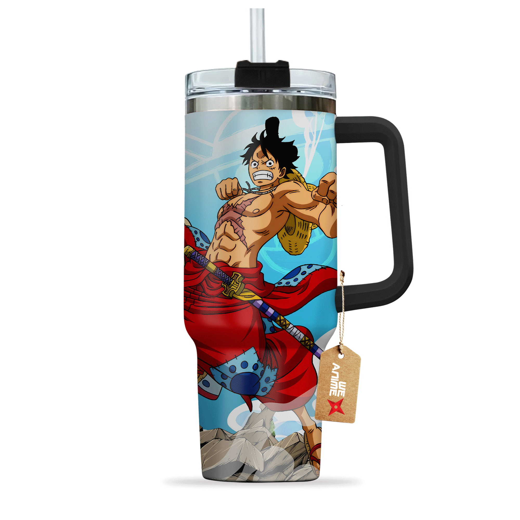 Monkey D. Luffy Wano Arc One Piece Anime Custom 30oz or 40oz Quencher Stainless Steel Tumbler With Handle, Best Gift Idea NVA, Best Gift Idea NVA