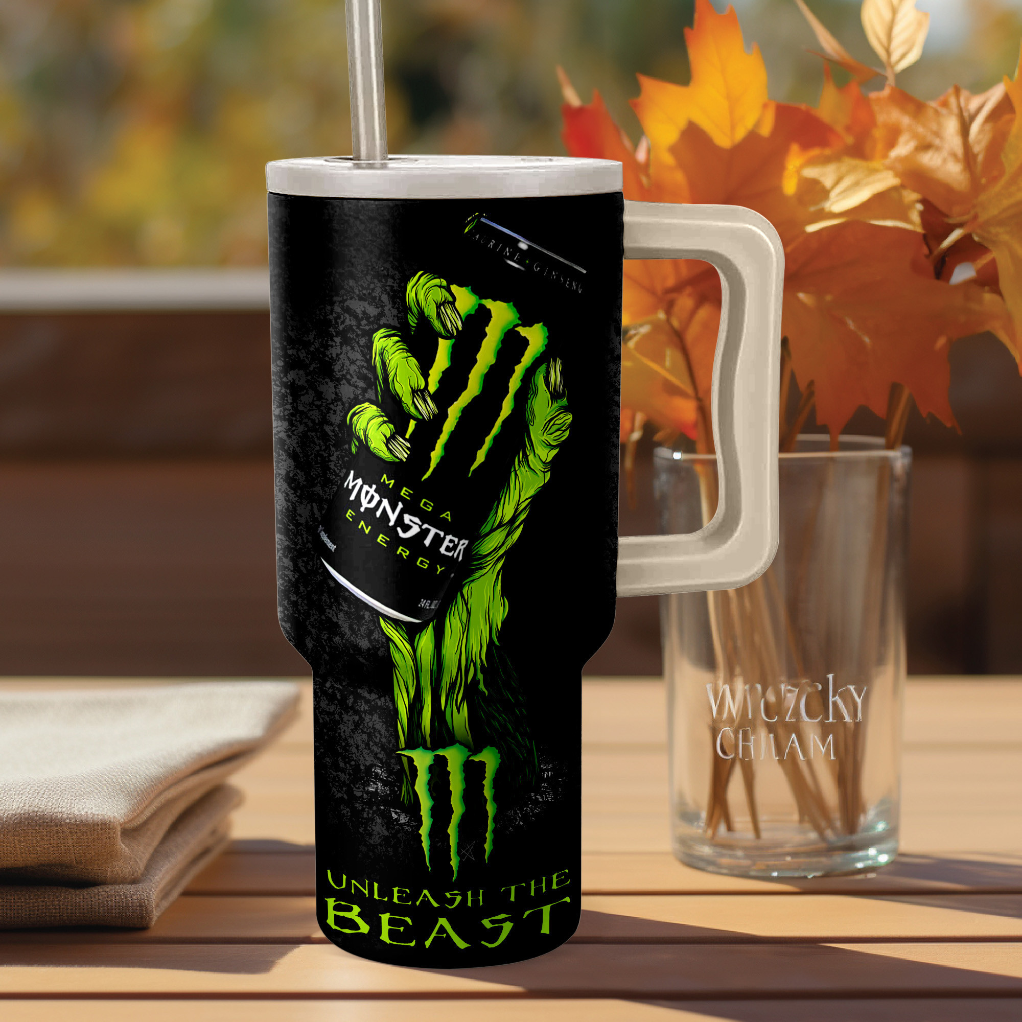 Monster Energy Custom Stanley Quencher 40oz Stainless Steel Tumbler HG With Handle