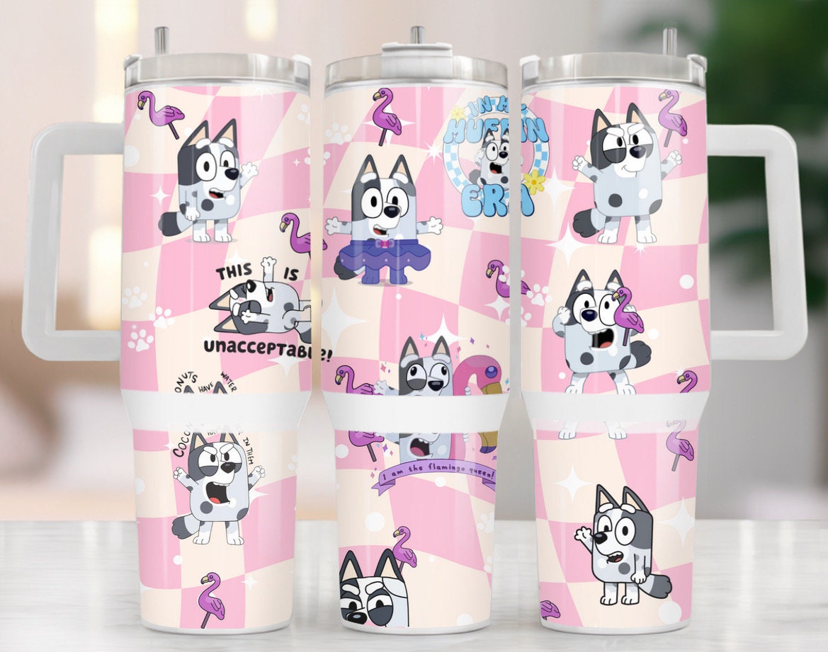 Muffin Heeler Blu3y Cartoon Custom Quencher 30oz or 40oz Stainless Steel Tumbler With Handle HG