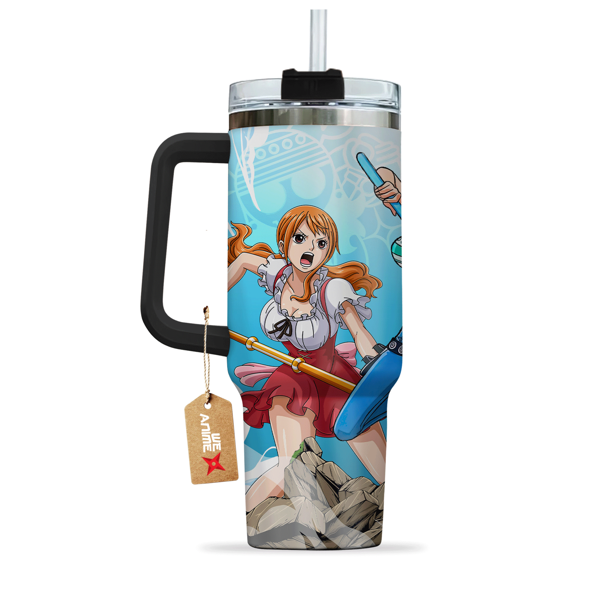 Nami One Piece Anime Custom 30oz or 40oz Quencher Stainless Steel Tumbler With Handle, Best Gift Idea NVA, Best Gift Idea NVA