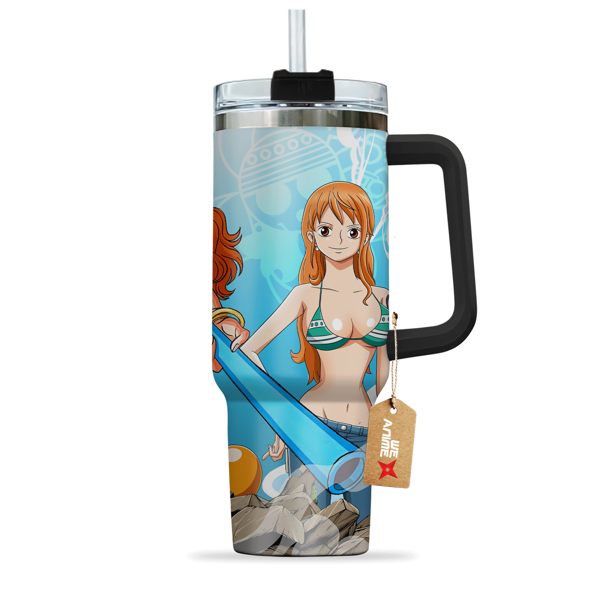 Nami One Piece Anime Custom 30oz or 40oz Quencher Stainless Steel Tumbler With Handle, Best Gift Idea NVA, Best Gift Idea NVA
