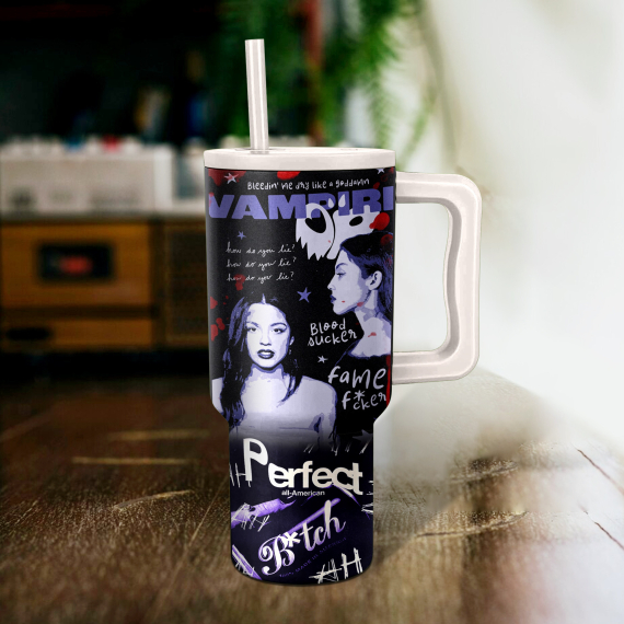 Oliviaa RodriG0 Guts World Tour Music Custom Stanley Quencher 40oz Stainless Steel Tumbler HG With Handle
