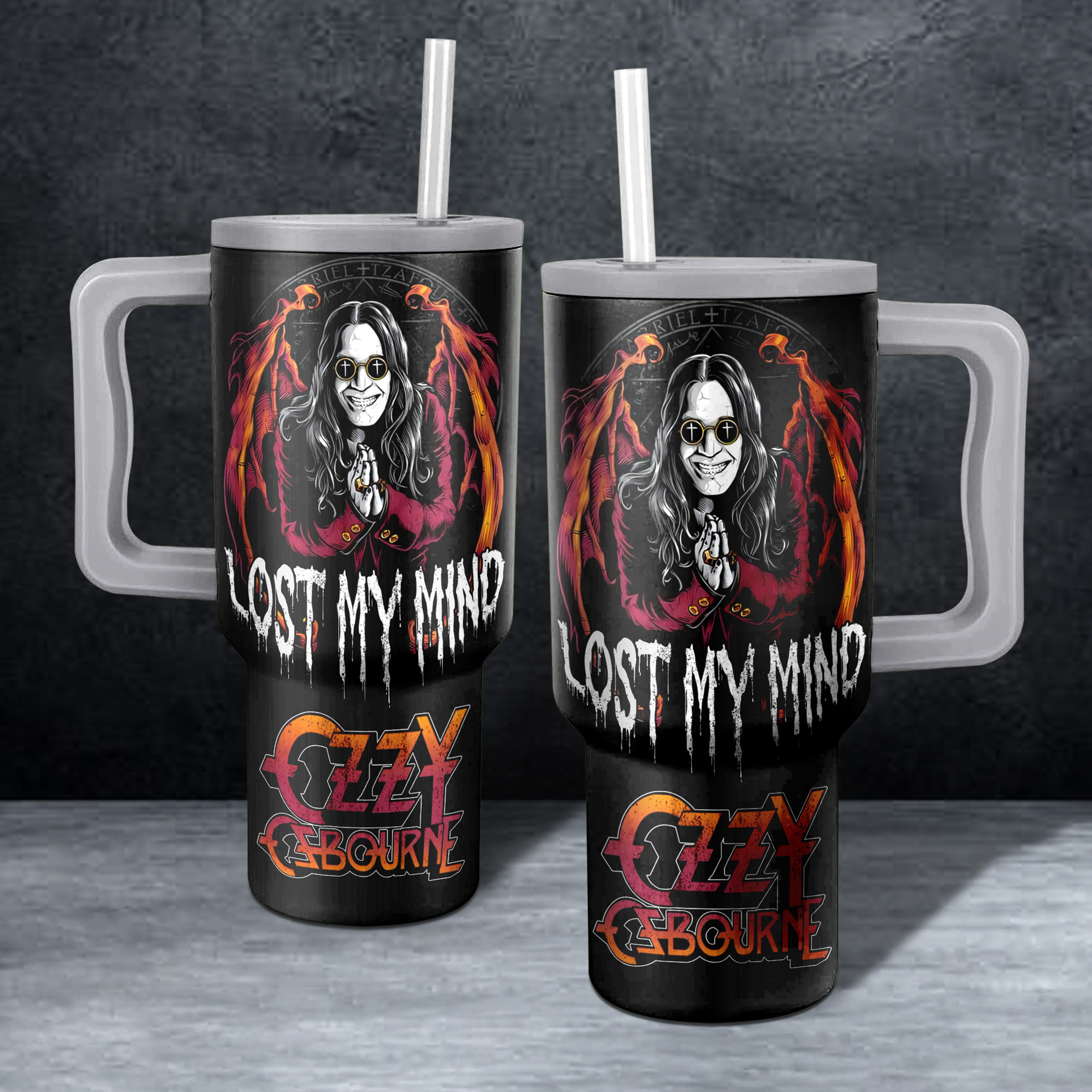 Ozzy Osbourne Black Sabbath Music Custom Stanley Quencher 40oz Stainless Steel Tumbler HG With Handle