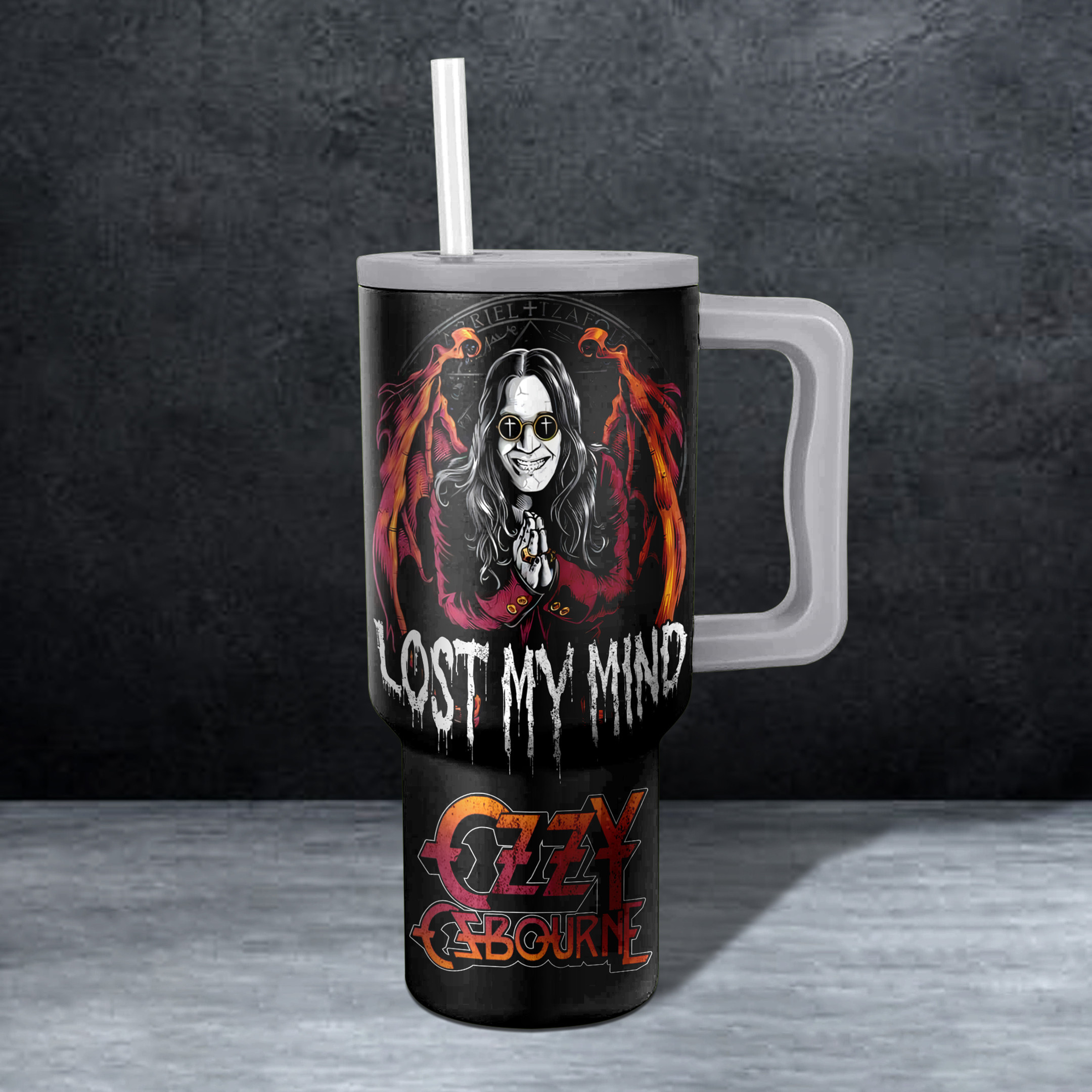 Ozzy Osbourne Black Sabbath Music Custom Stanley Quencher 40oz Stainless Steel Tumbler HG With Handle