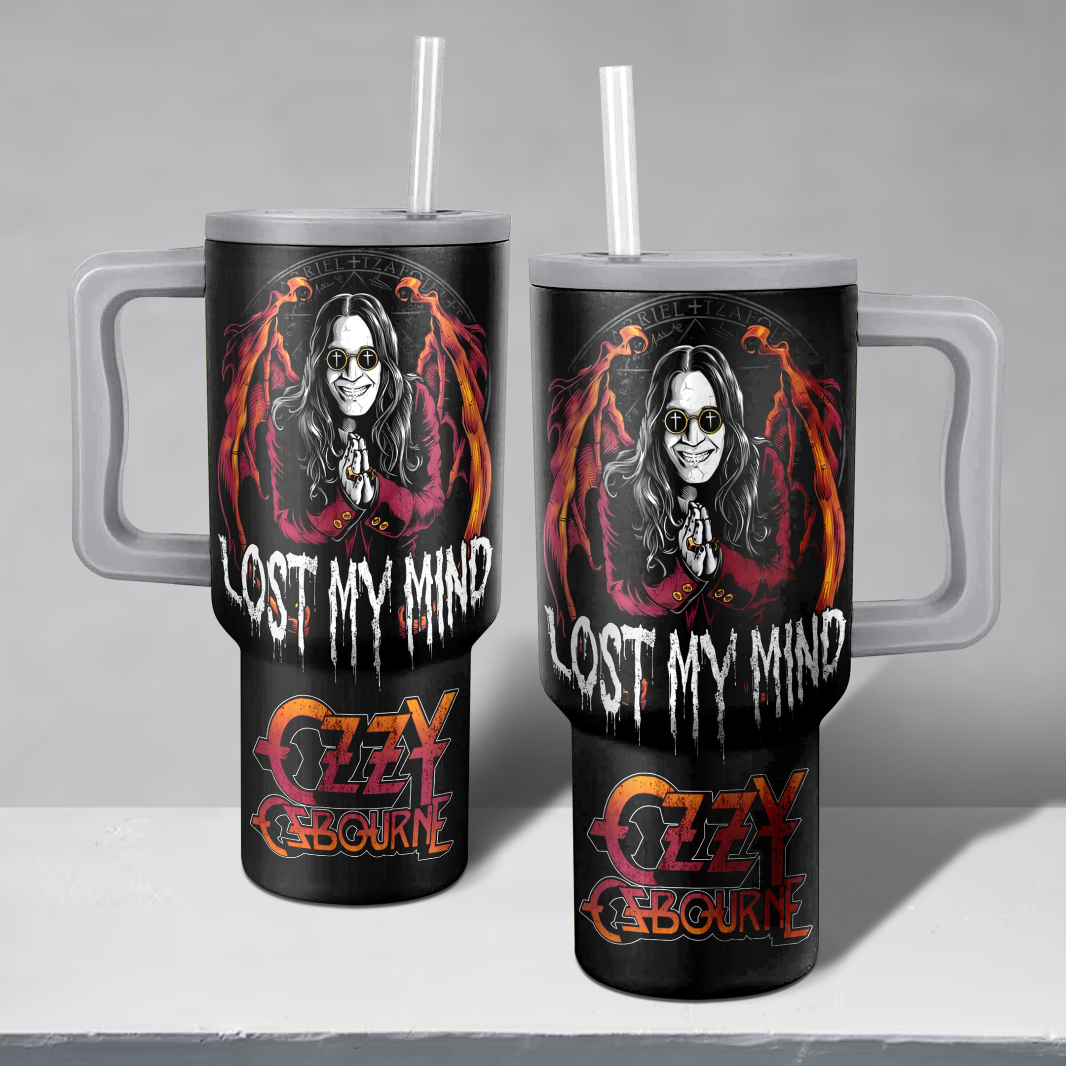 Ozzy Osbourne Black Sabbath Music Custom Stanley Quencher 40oz Stainless Steel Tumbler HG With Handle