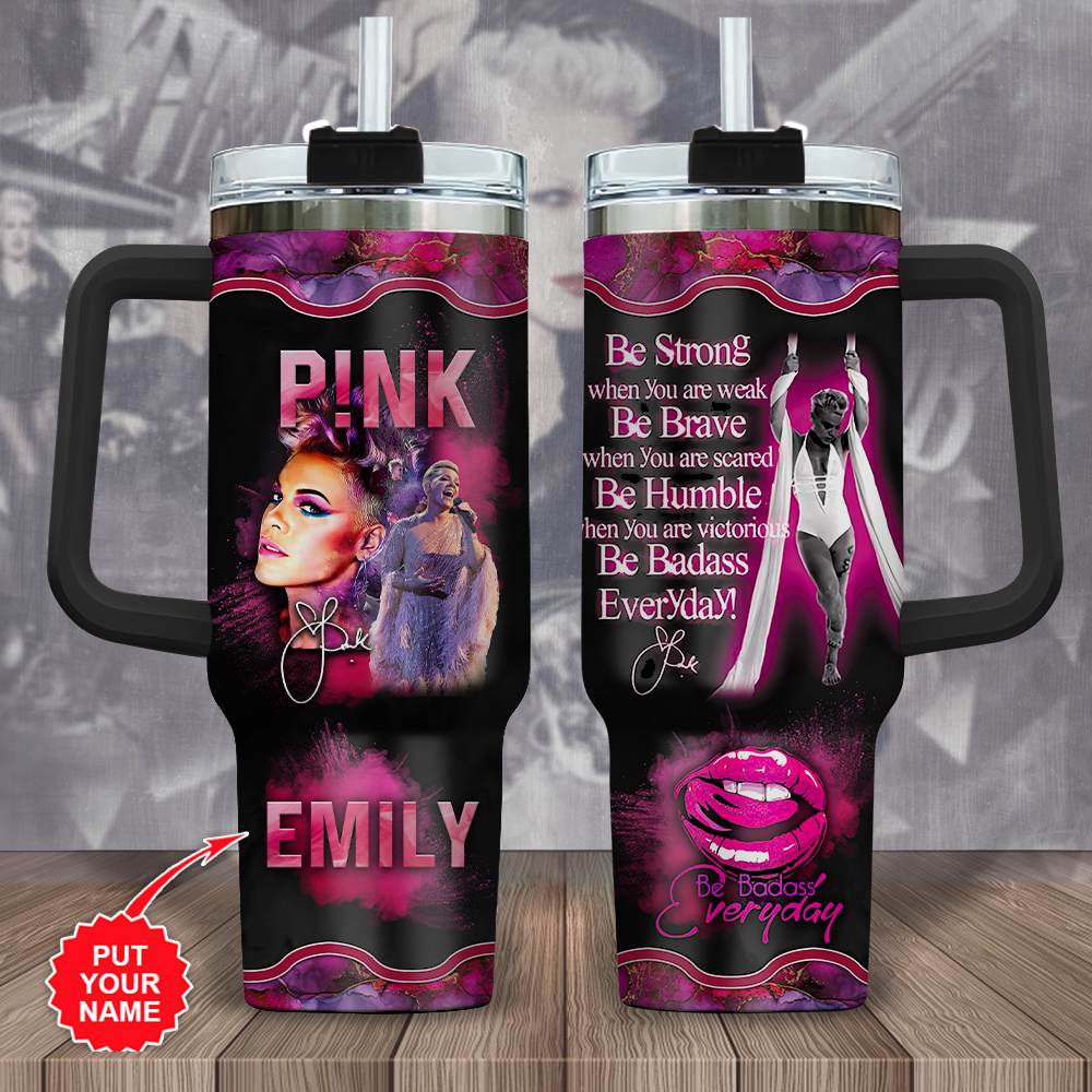 PINK Music Custom Stanley Quencher 30oz or 40oz Stainless Steel Tumbler With Handle HG