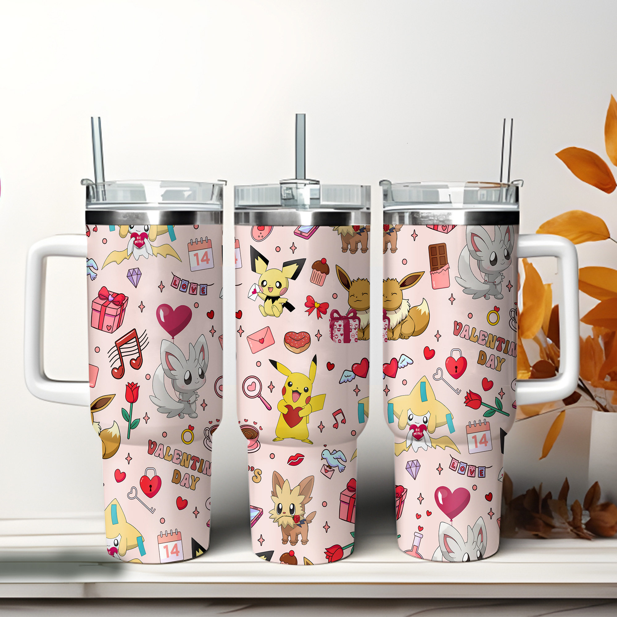 Pokemon Valentine’s Day Games Custom Quencher 30oz Or 40oz Stainless Steel Tumbler With Handle HG