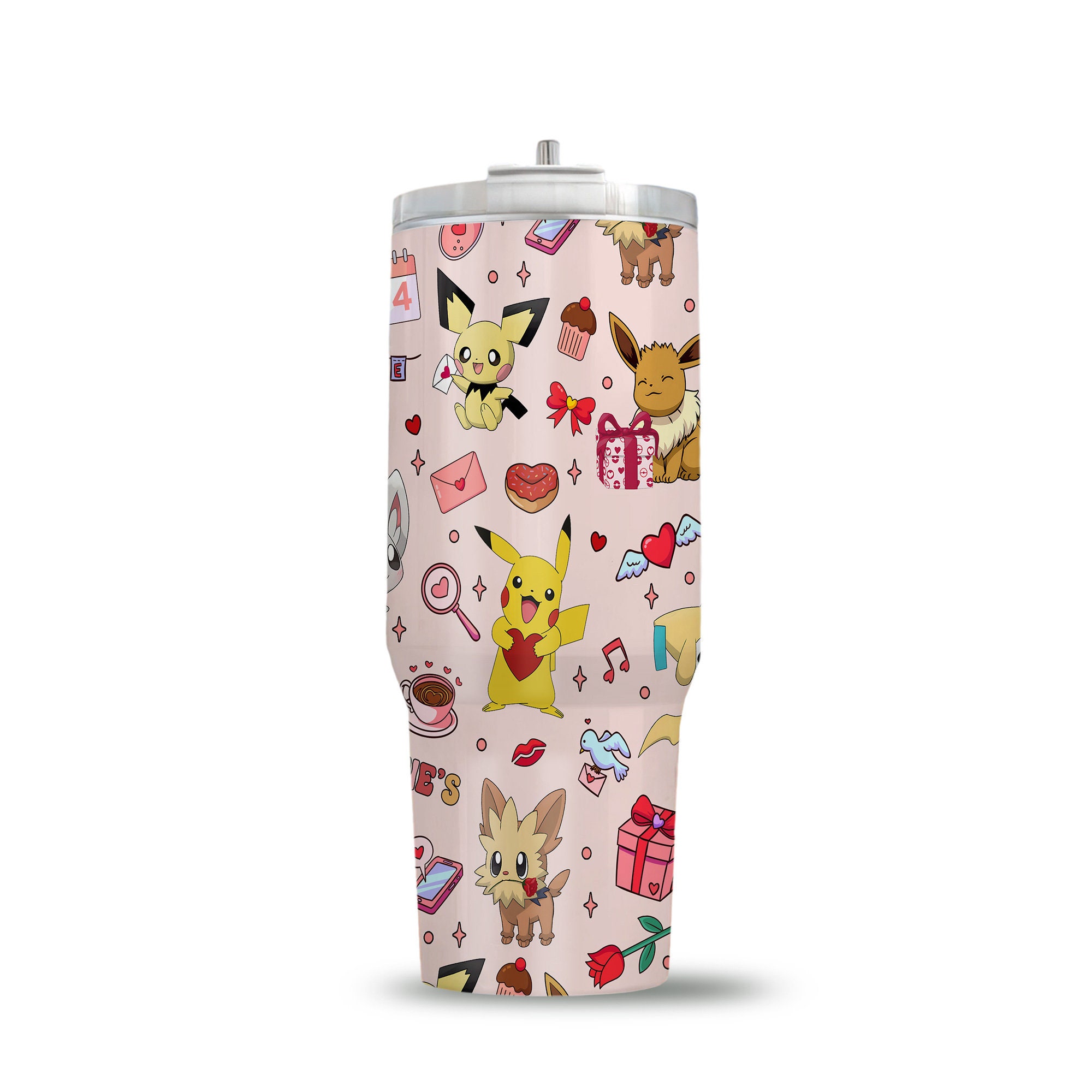 Pokemon Valentine’s Day Games Custom Quencher 30oz Or 40oz Stainless Steel Tumbler With Handle HG