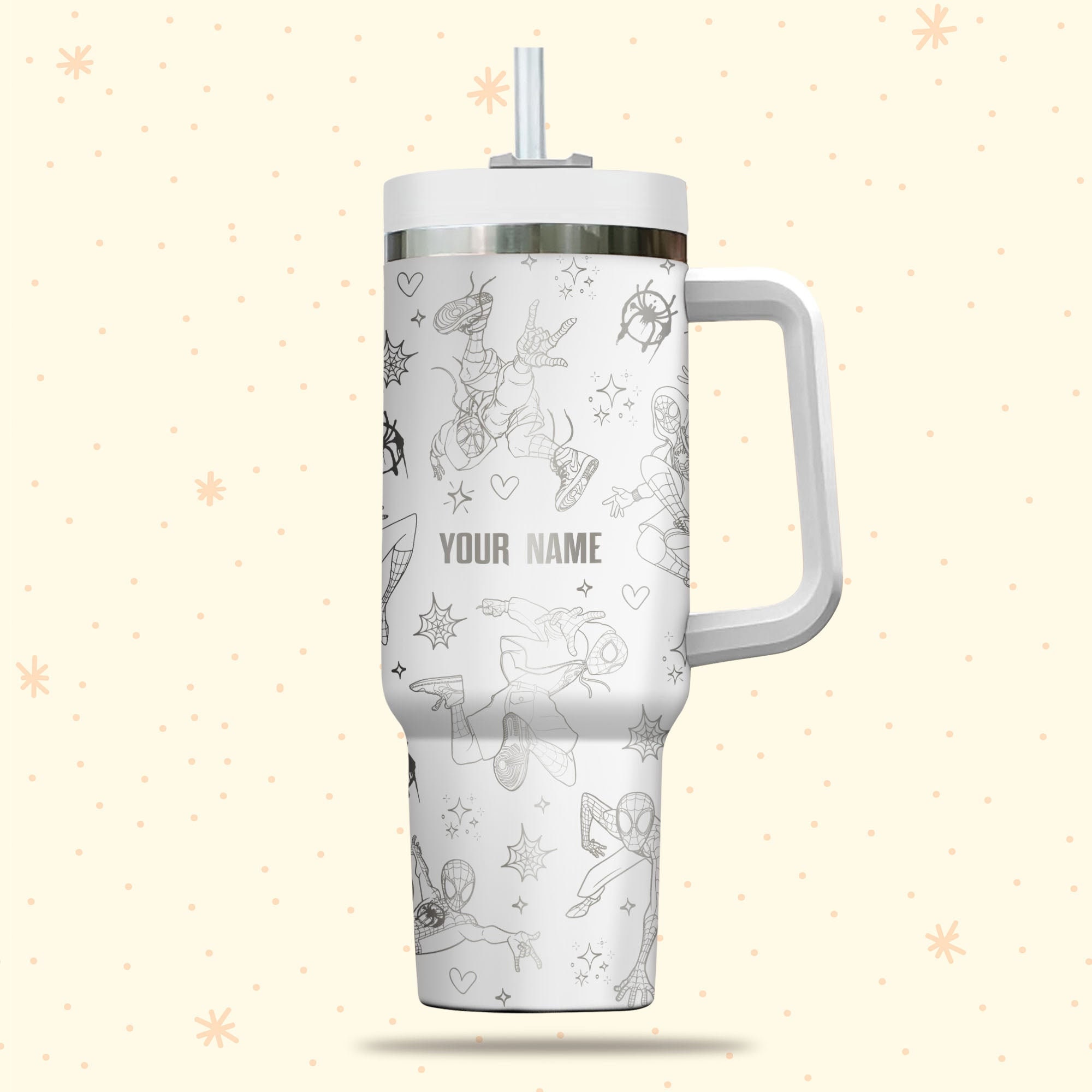 Spiderman Spiderverse Marvel Cartoon 30oz or 40oz Quencher Stainless Steel Tumbler With Handle, Best Gift Idea NVA