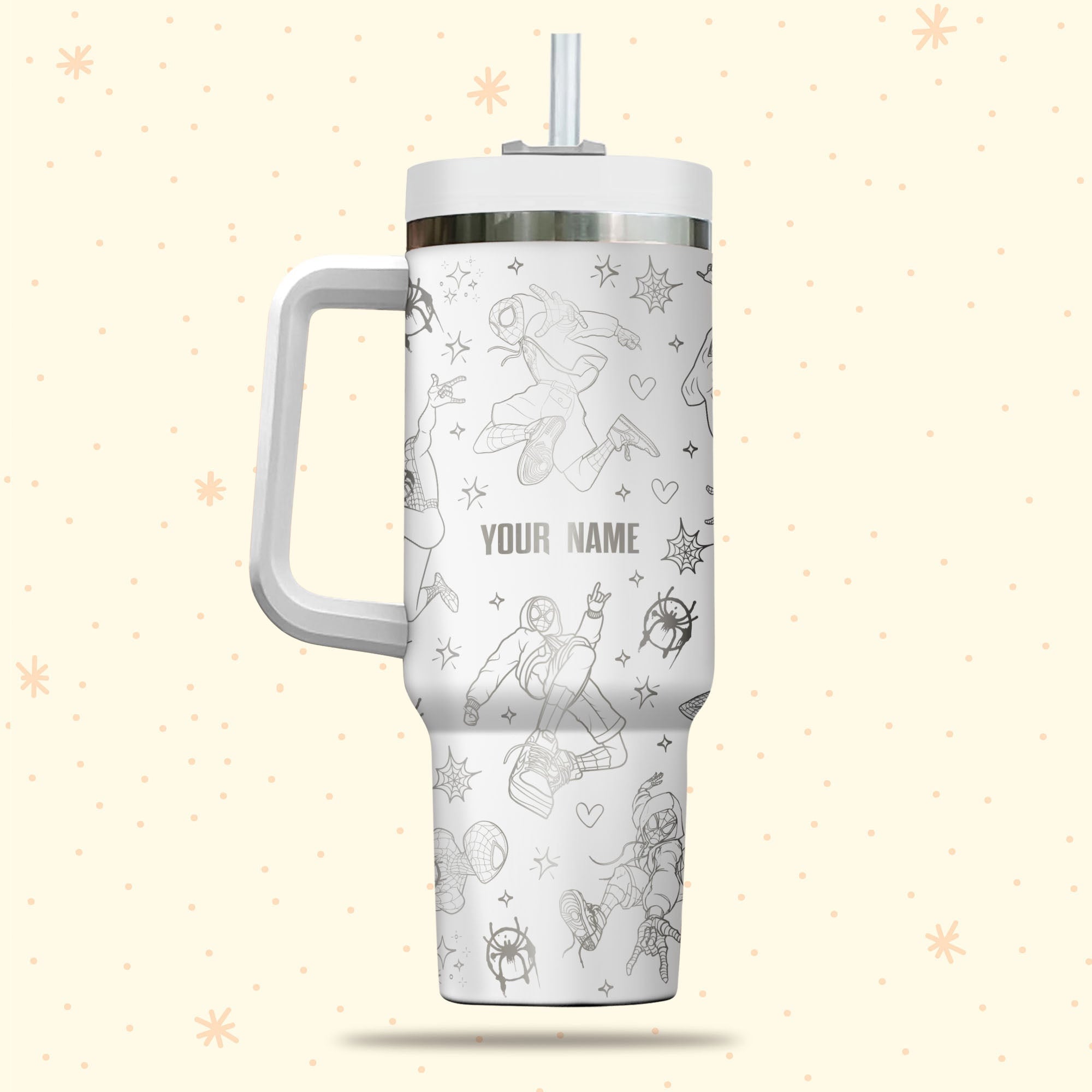 Spiderman Spiderverse Marvel Cartoon 30oz or 40oz Quencher Stainless Steel Tumbler With Handle, Best Gift Idea NVA