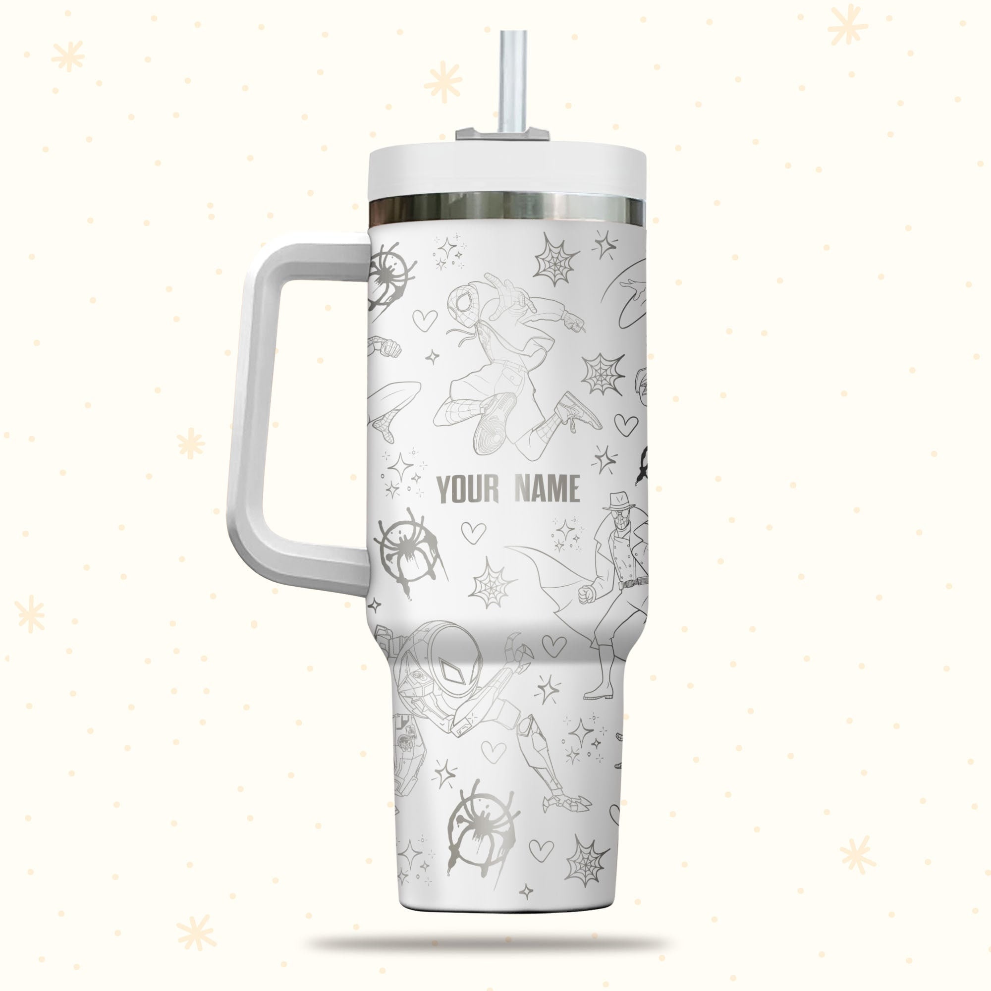 Spiderman Spiderverse Marvel Cartoon 30oz or 40oz Quencher Stainless Steel Tumbler With Handle, Best Gift Idea NVA