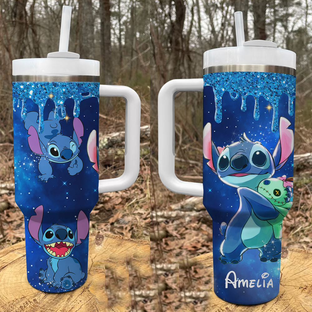 Lilo and Stitch Disney Cartoon Custom Stanley Quencher 30oz or 40oz Stainless Steel Tumbler With Handle HG