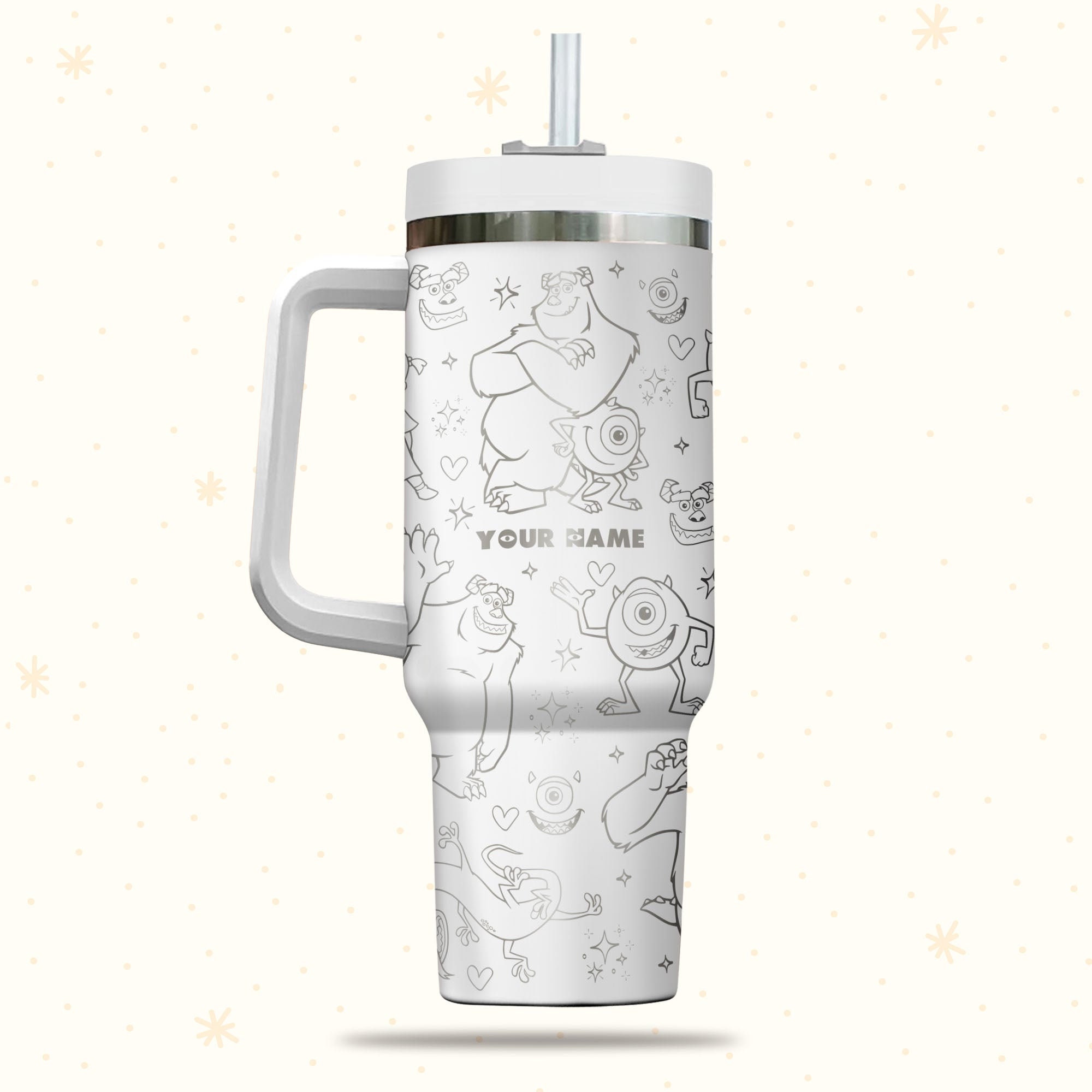 Sullivan And Mike Monster Inc Disney Cartoon Custom Stanley Quencher 30oz or 40oz Stainless Steel Tumbler With Handle HG