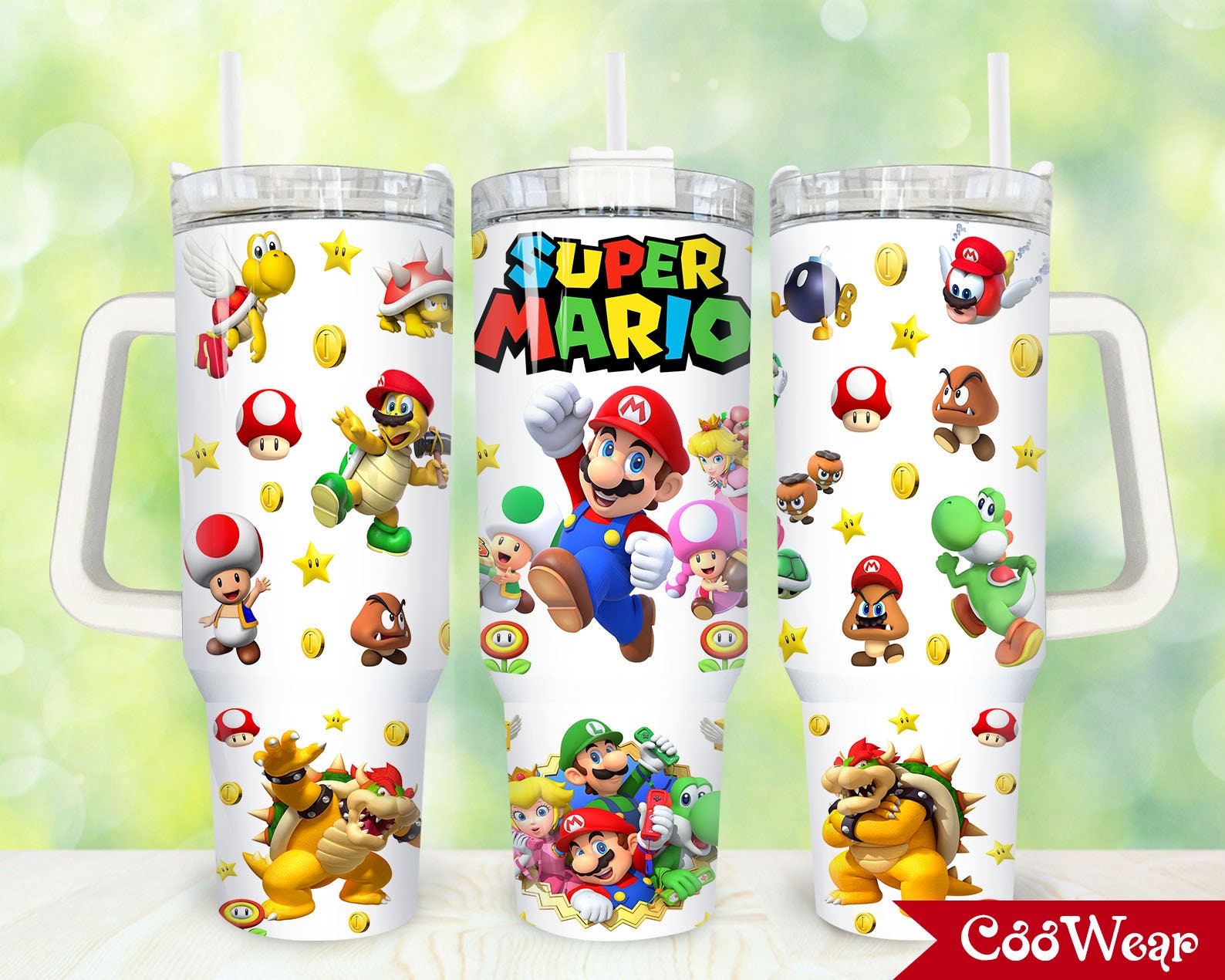Super Mario Games Custom Quencher 30oz or 40oz Stainless Steel Tumbler With Handle HG