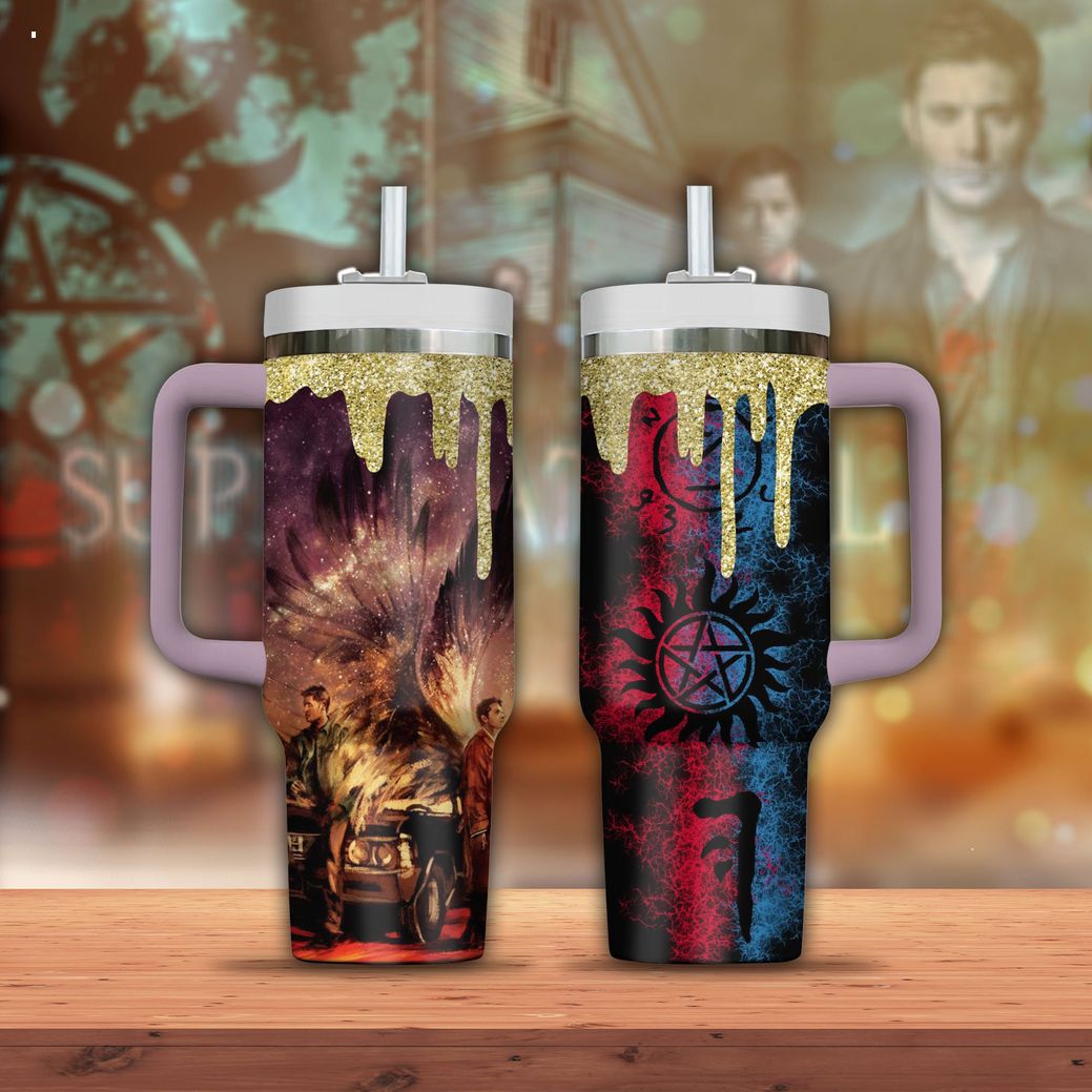 Supernatural TV Series Custom Quencher 30oz or 40oz Stainless Steel Tumbler With Handle, Best Gifts NVA