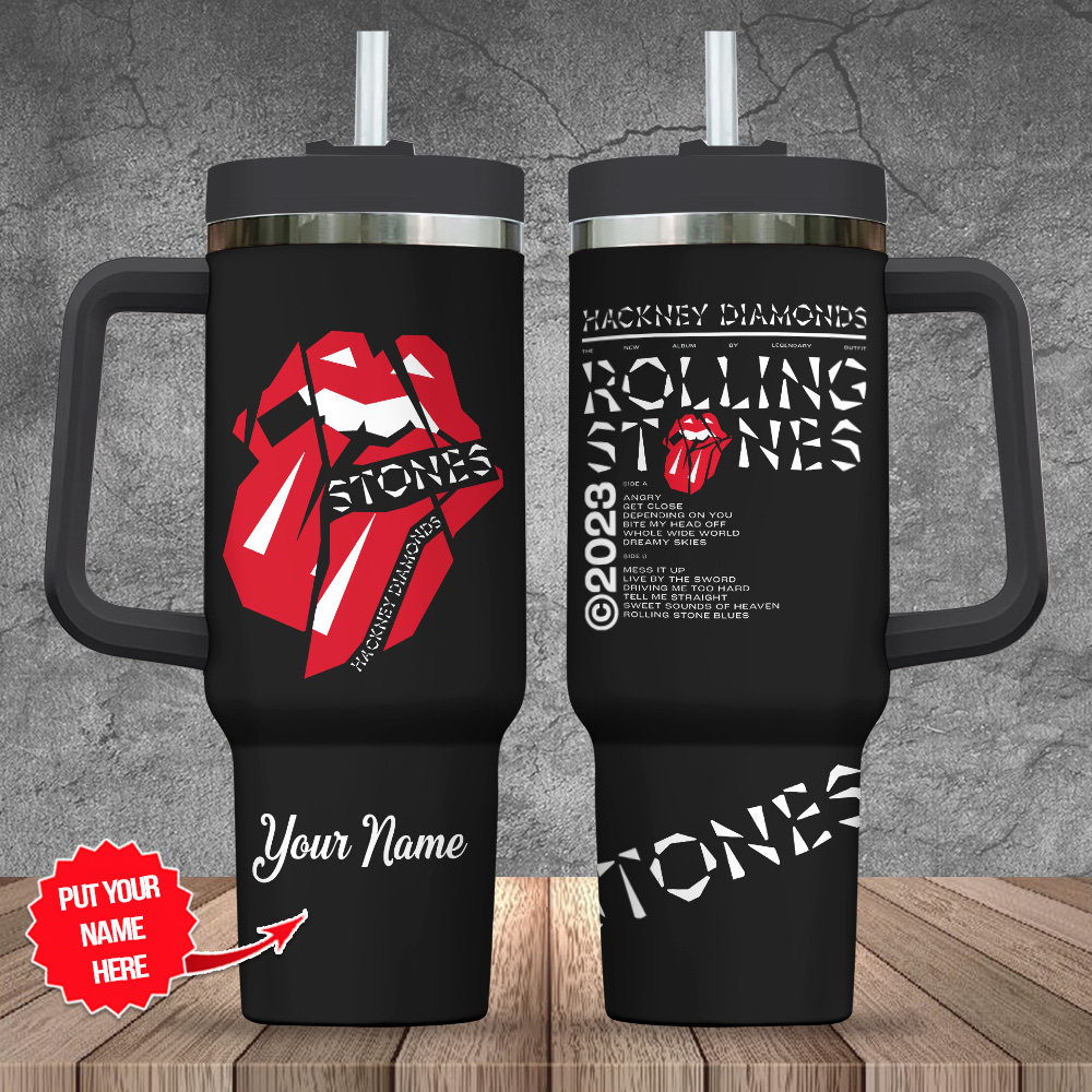 The Rolling Stones Music Custom Quencher 30oz or 40oz Stainless Steel Tumbler HG With Handle