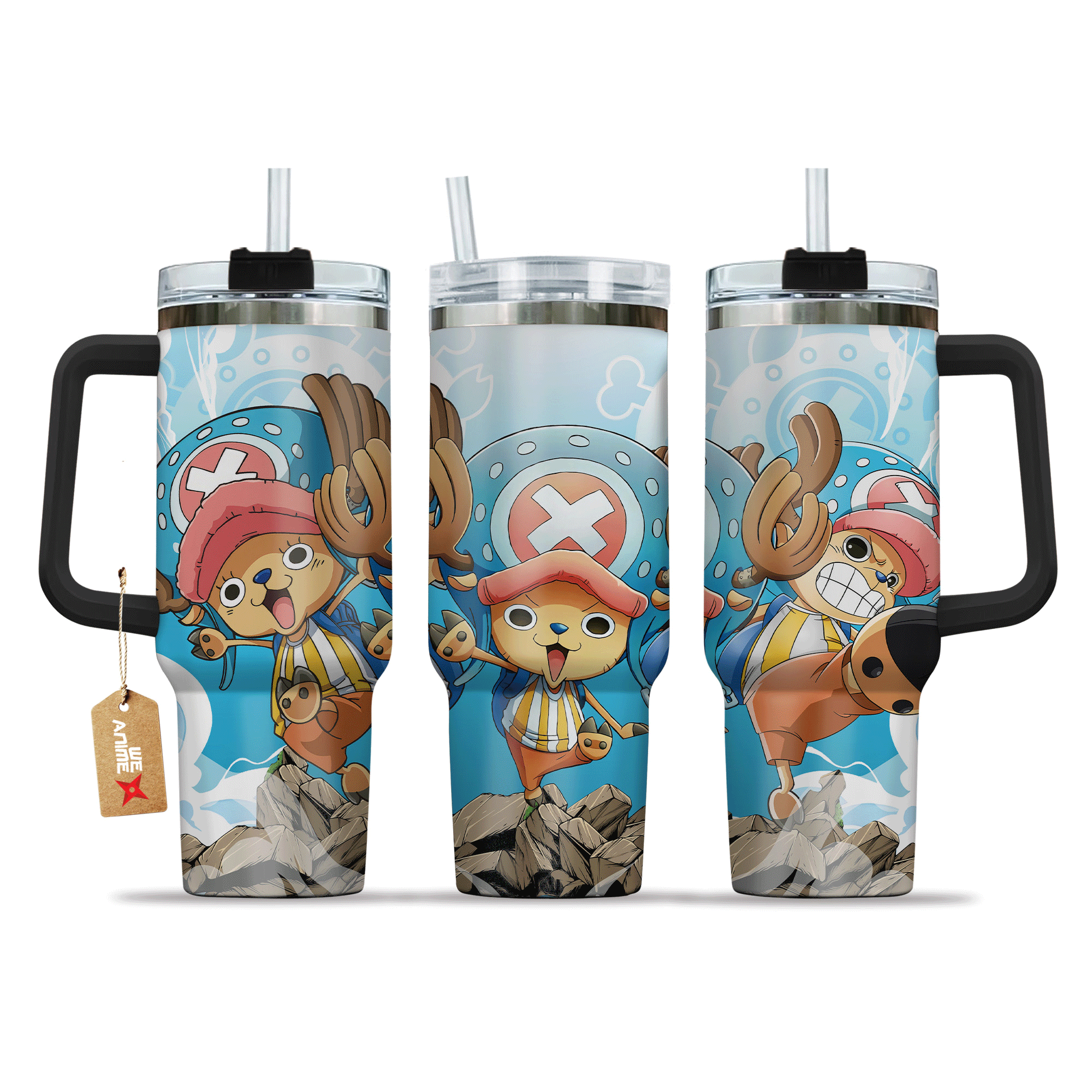 Tony Tony Chopper One Piece Anime Custom 30oz or 40oz Quencher Stainless Steel Tumbler With Handle, Best Gift Idea NVA, Best Gift Idea NVA