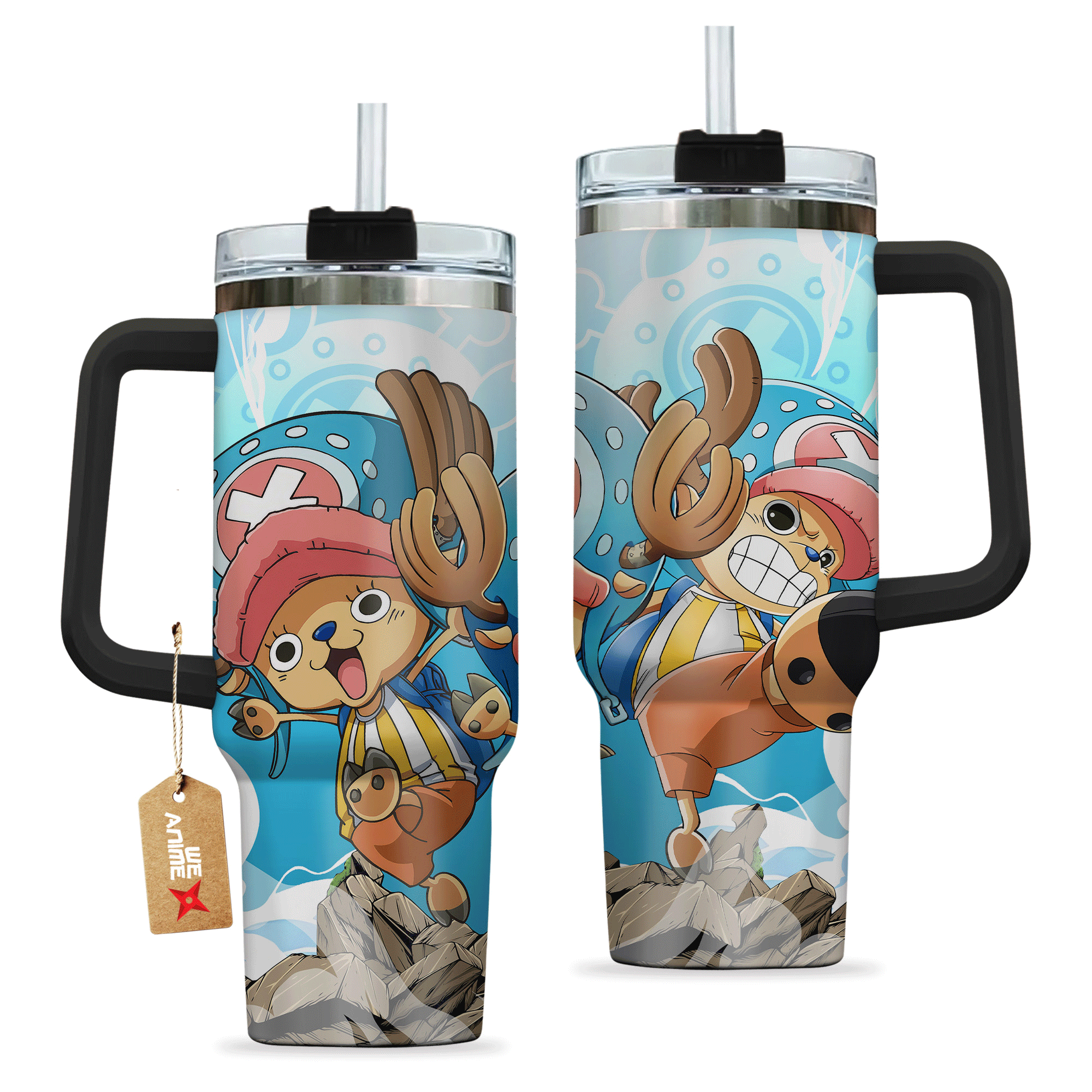 Tony Tony Chopper One Piece Anime Custom 30oz or 40oz Quencher Stainless Steel Tumbler With Handle, Best Gift Idea NVA, Best Gift Idea NVA